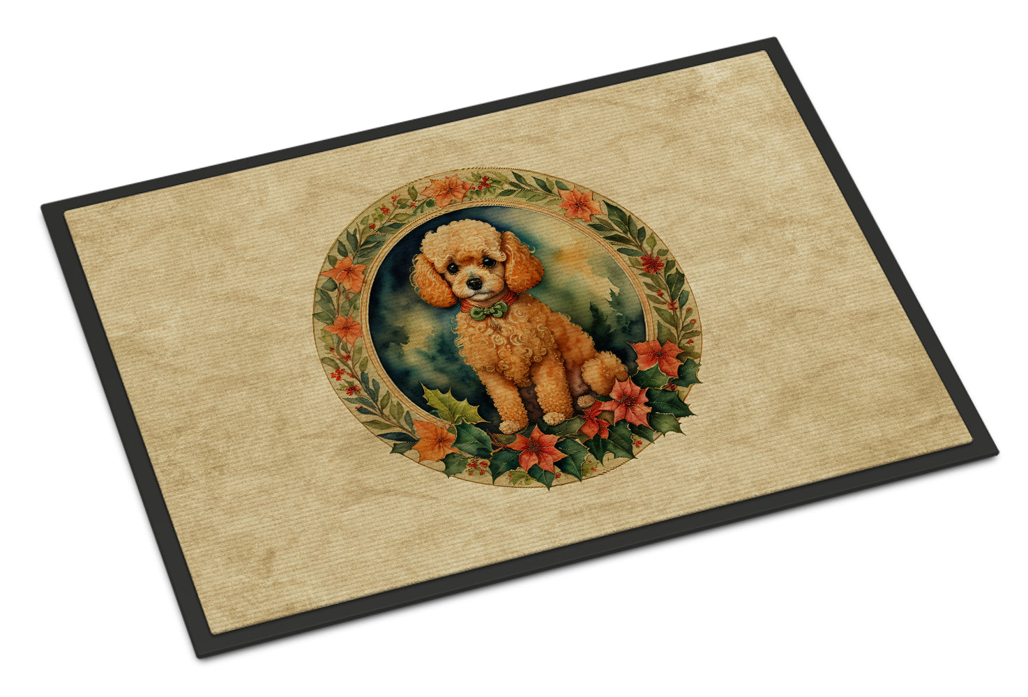 Buy this Poodle Christmas Flowers Doormat