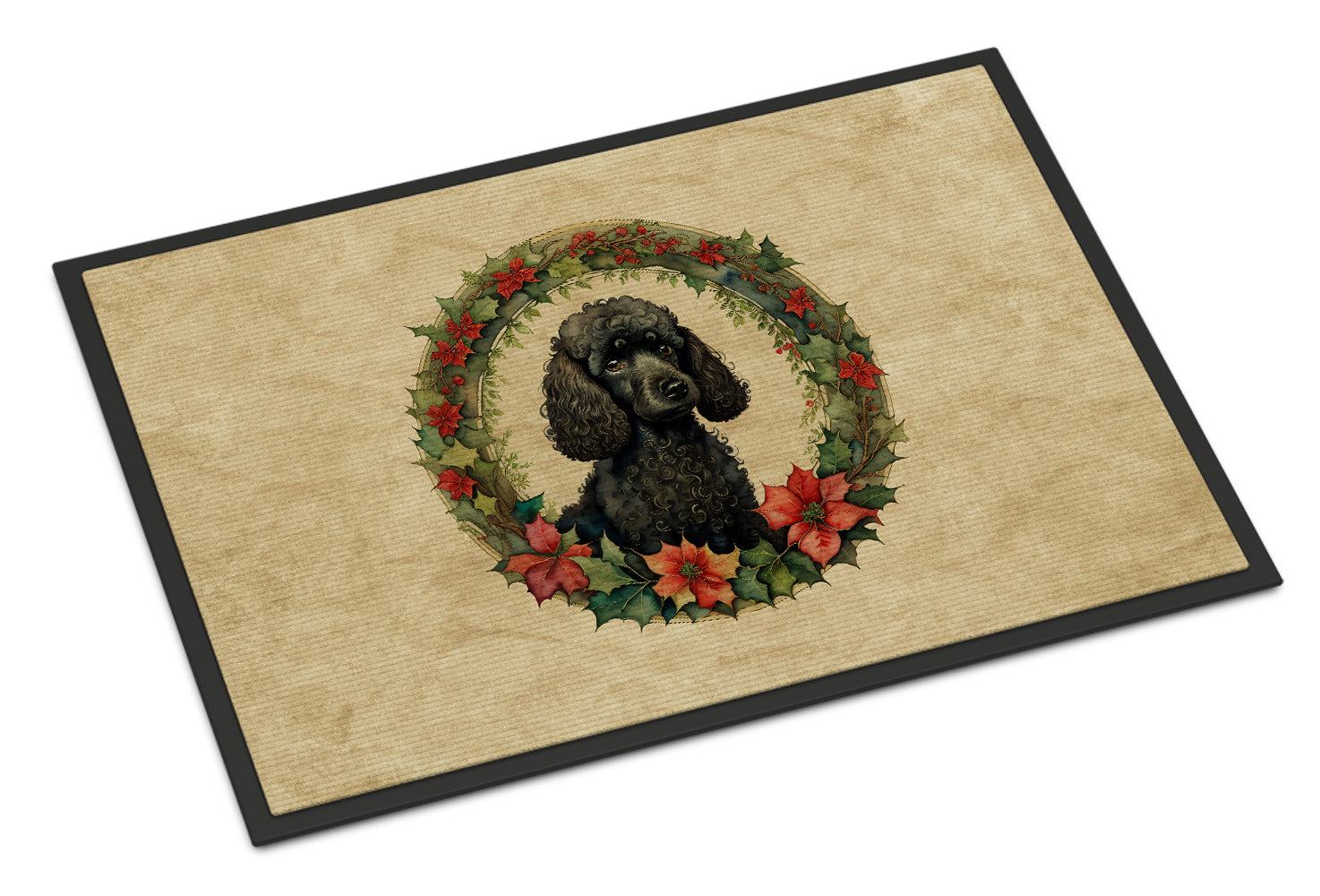 Buy this Poodle Christmas Flowers Doormat