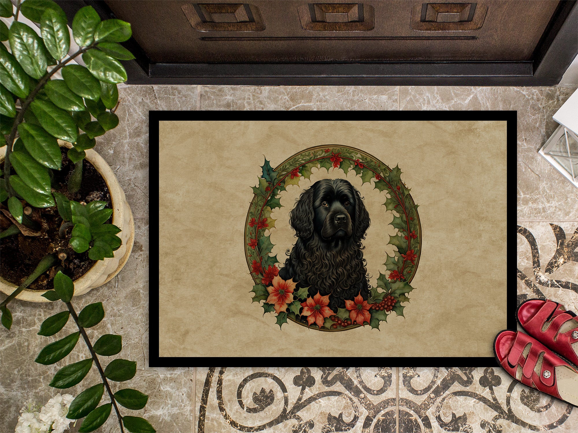 Puli Christmas Flowers Doormat