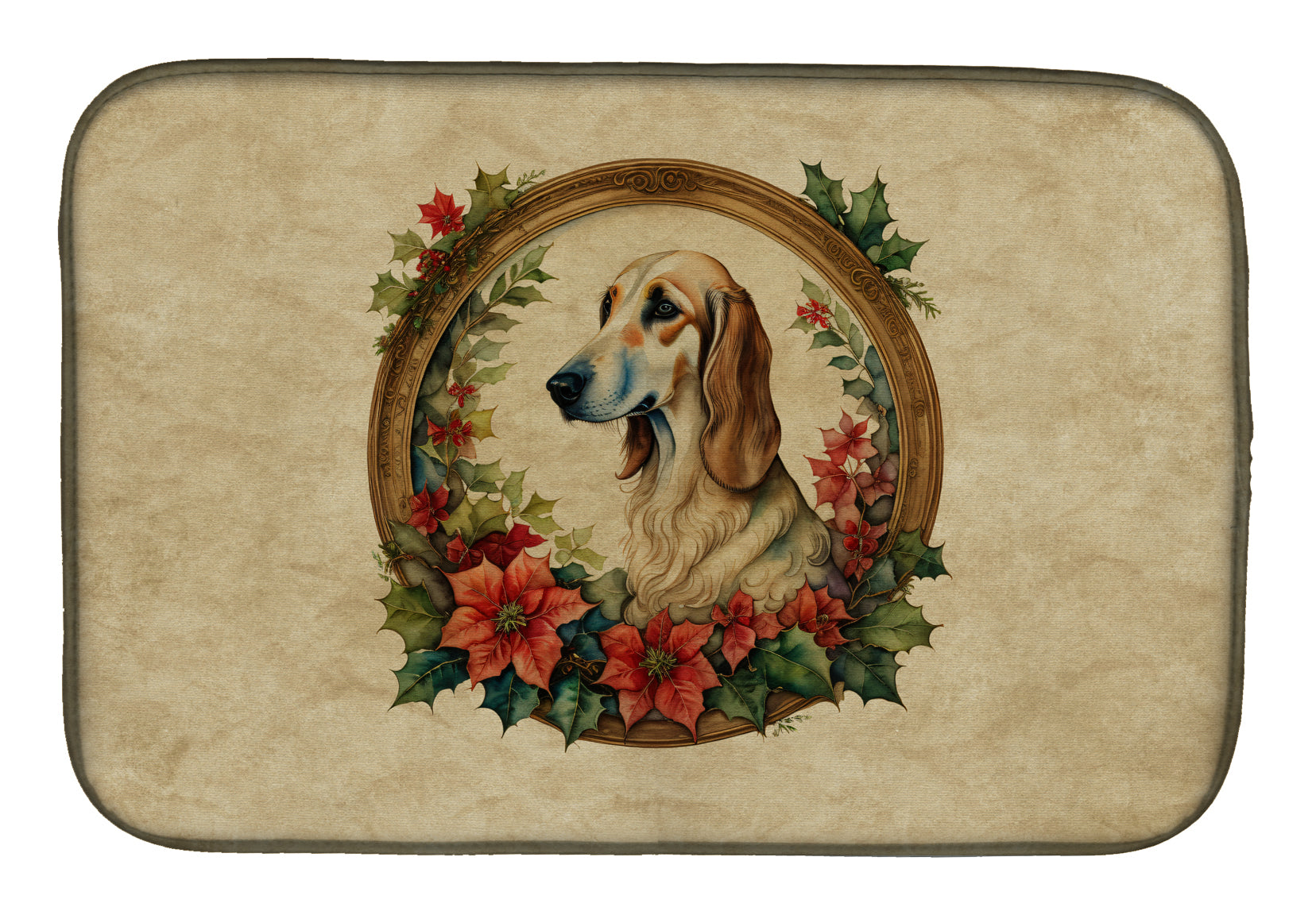 Buy this Saluki Christmas Flowers Dish Drying Mat