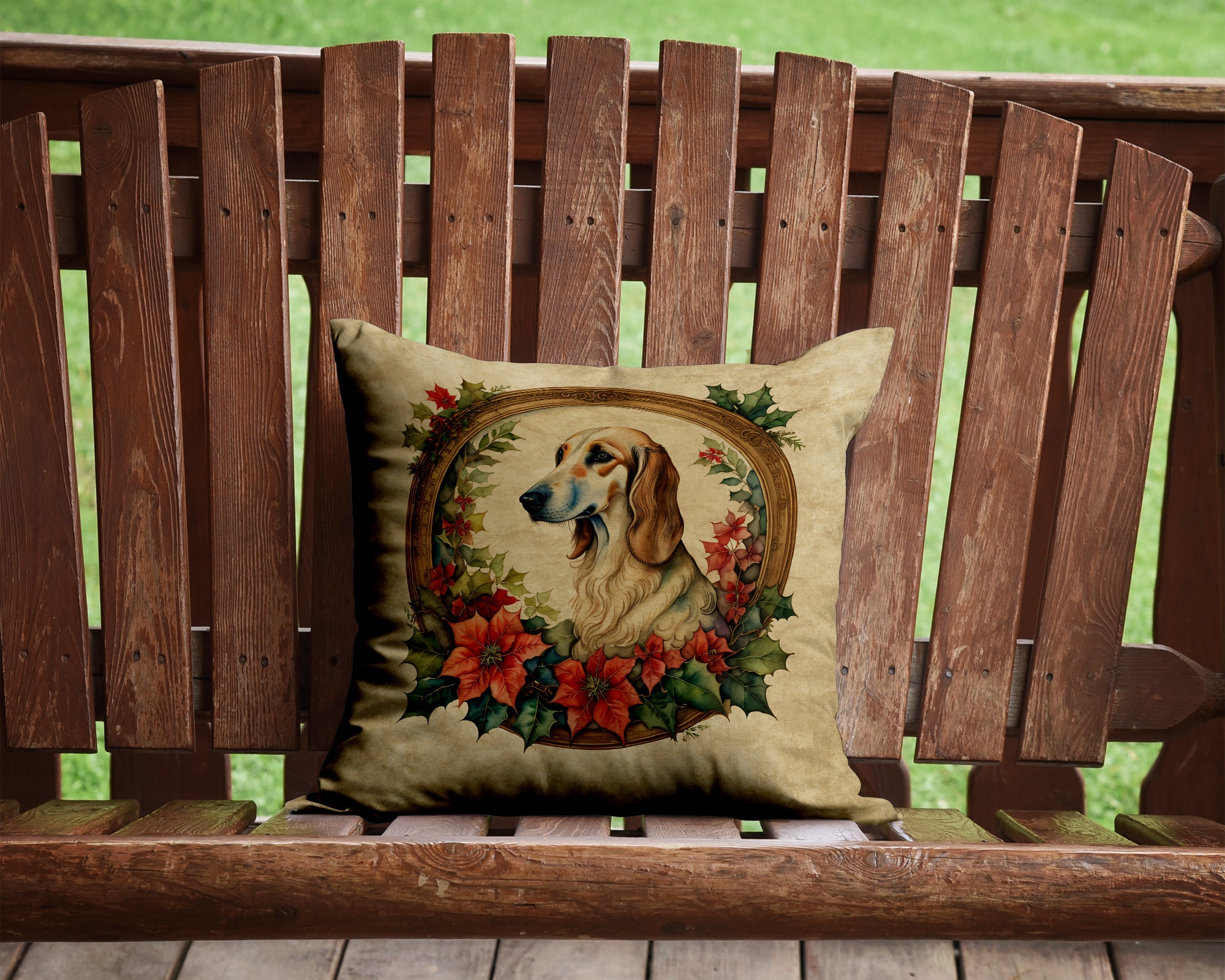 Buy this Saluki Christmas Flowers Throw Pillow