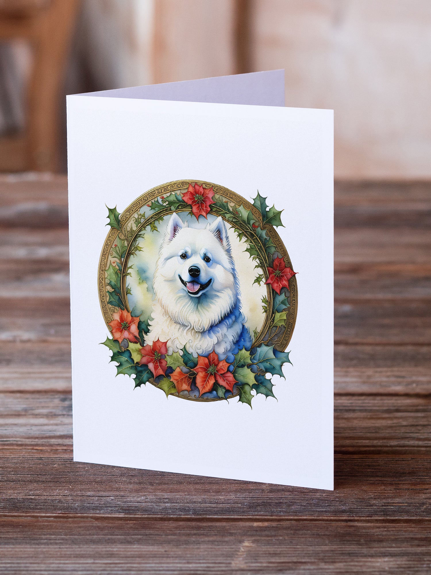 Buy this Samoyed Christmas Flowers Greeting Cards Pack of 8