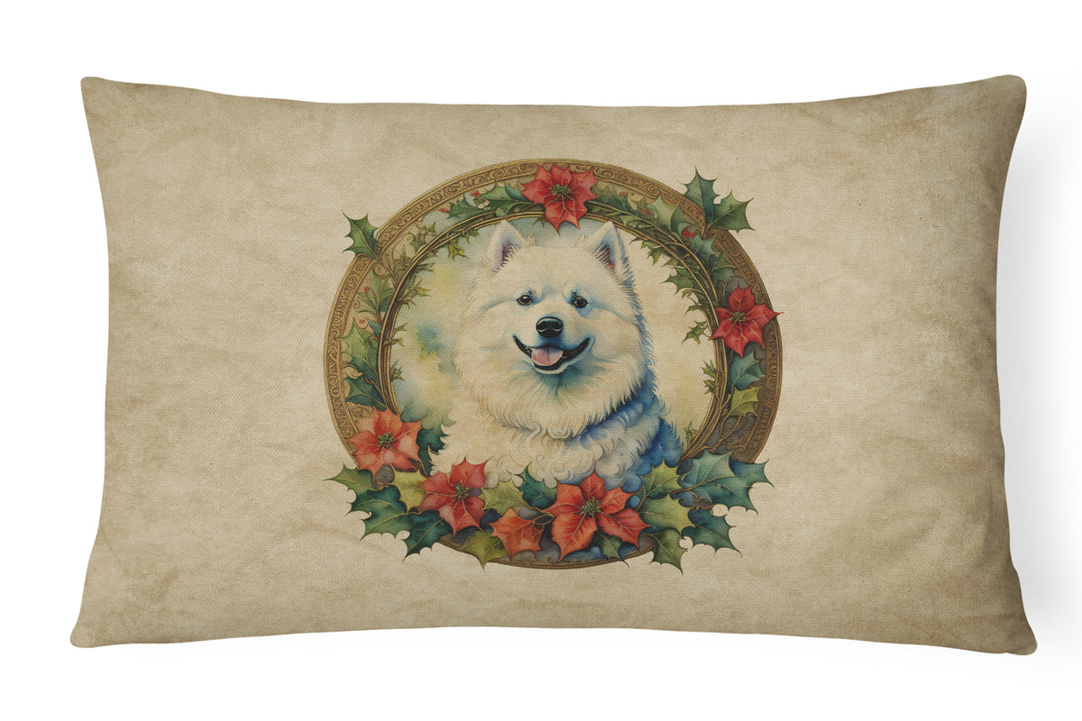 Buy this Samoyed Christmas Flowers Throw Pillow