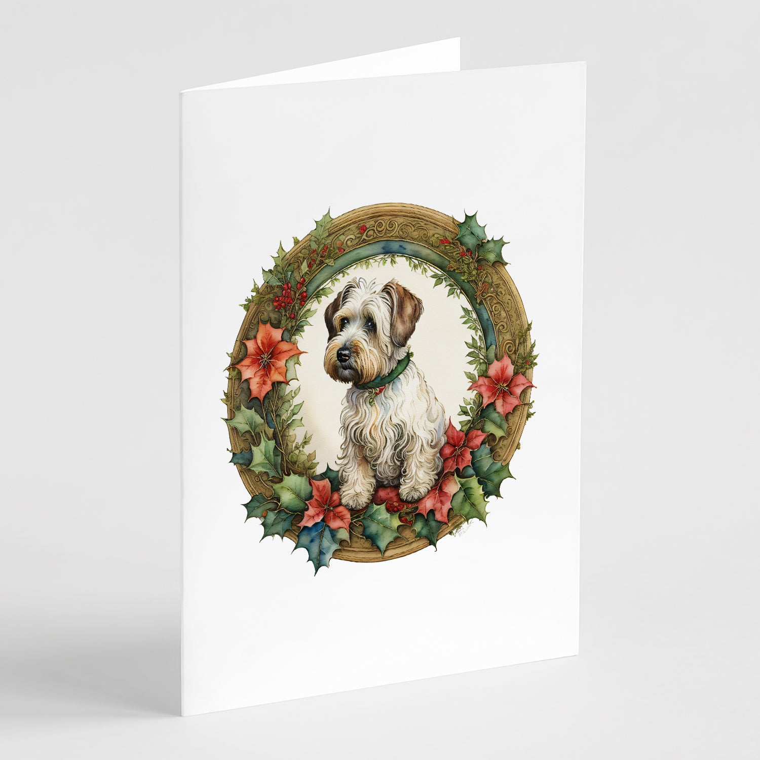 Buy this Sealyham Terrier Christmas Flowers Greeting Cards Pack of 8