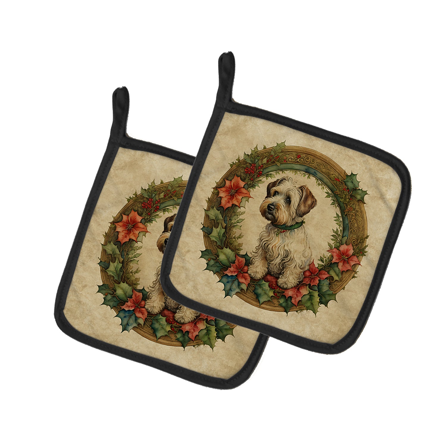 Buy this Sealyham Terrier Christmas Flowers Pair of Pot Holders