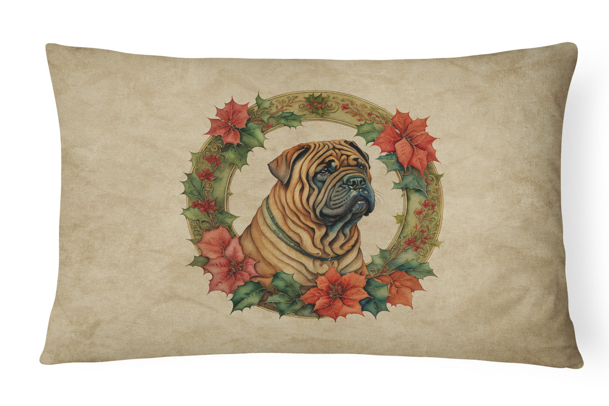 Buy this Shar Pei Christmas Flowers Throw Pillow