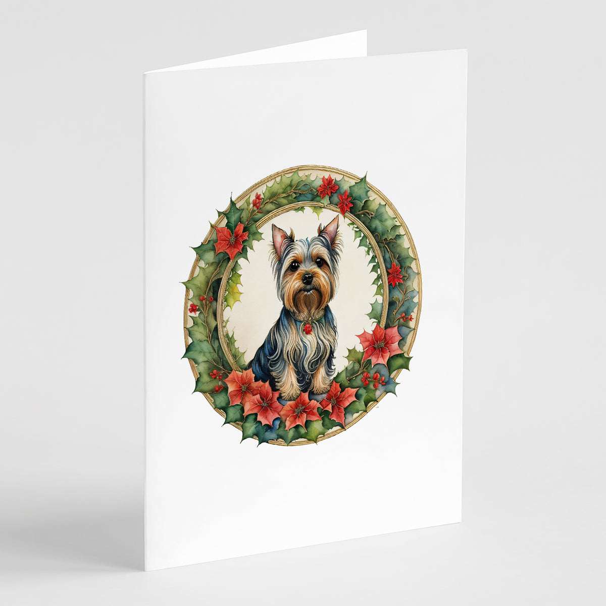 Buy this Silky Terrier Christmas Flowers Greeting Cards Pack of 8