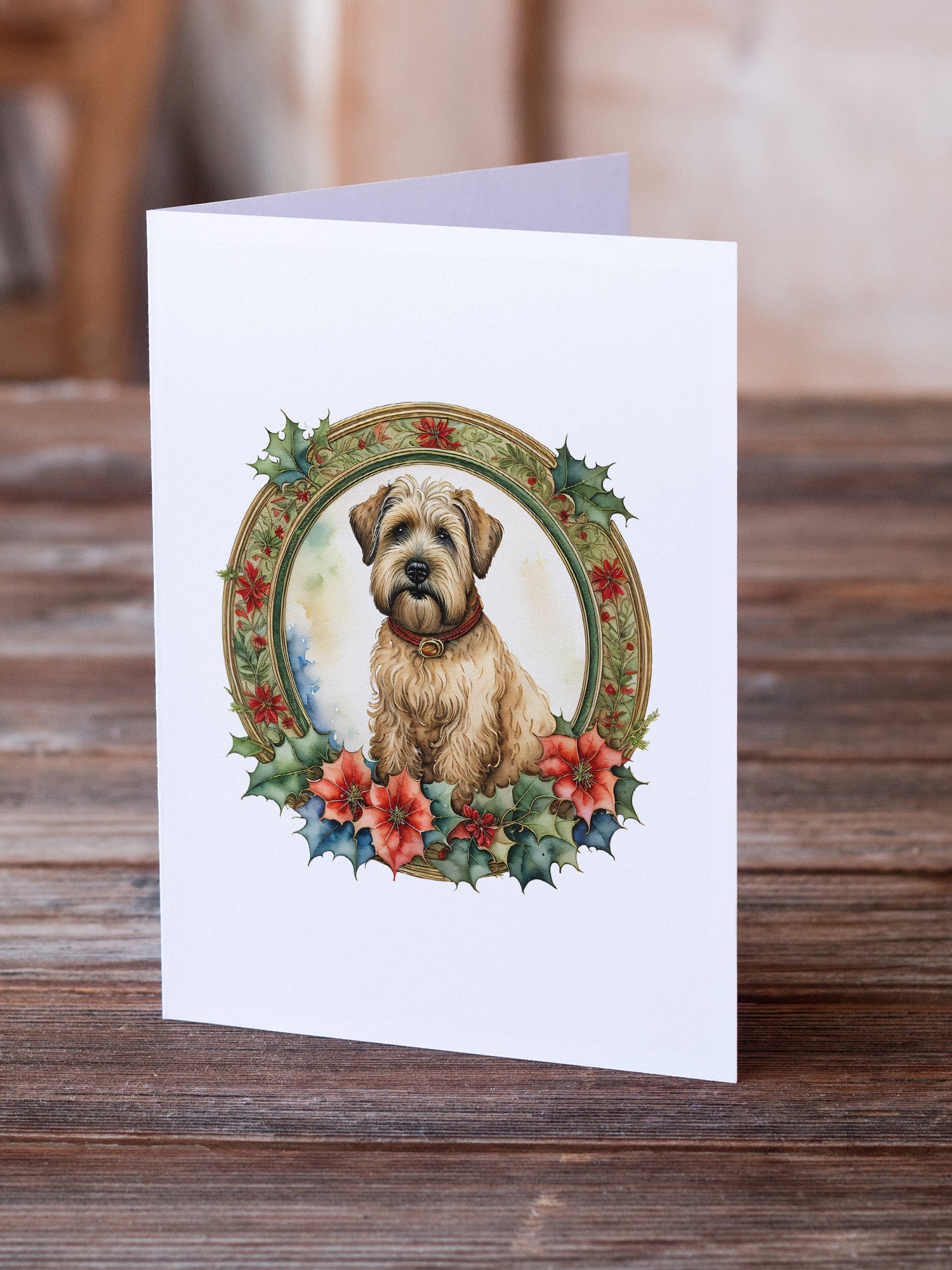 Buy this Wheaten Terrier Christmas Flowers Greeting Cards Pack of 8