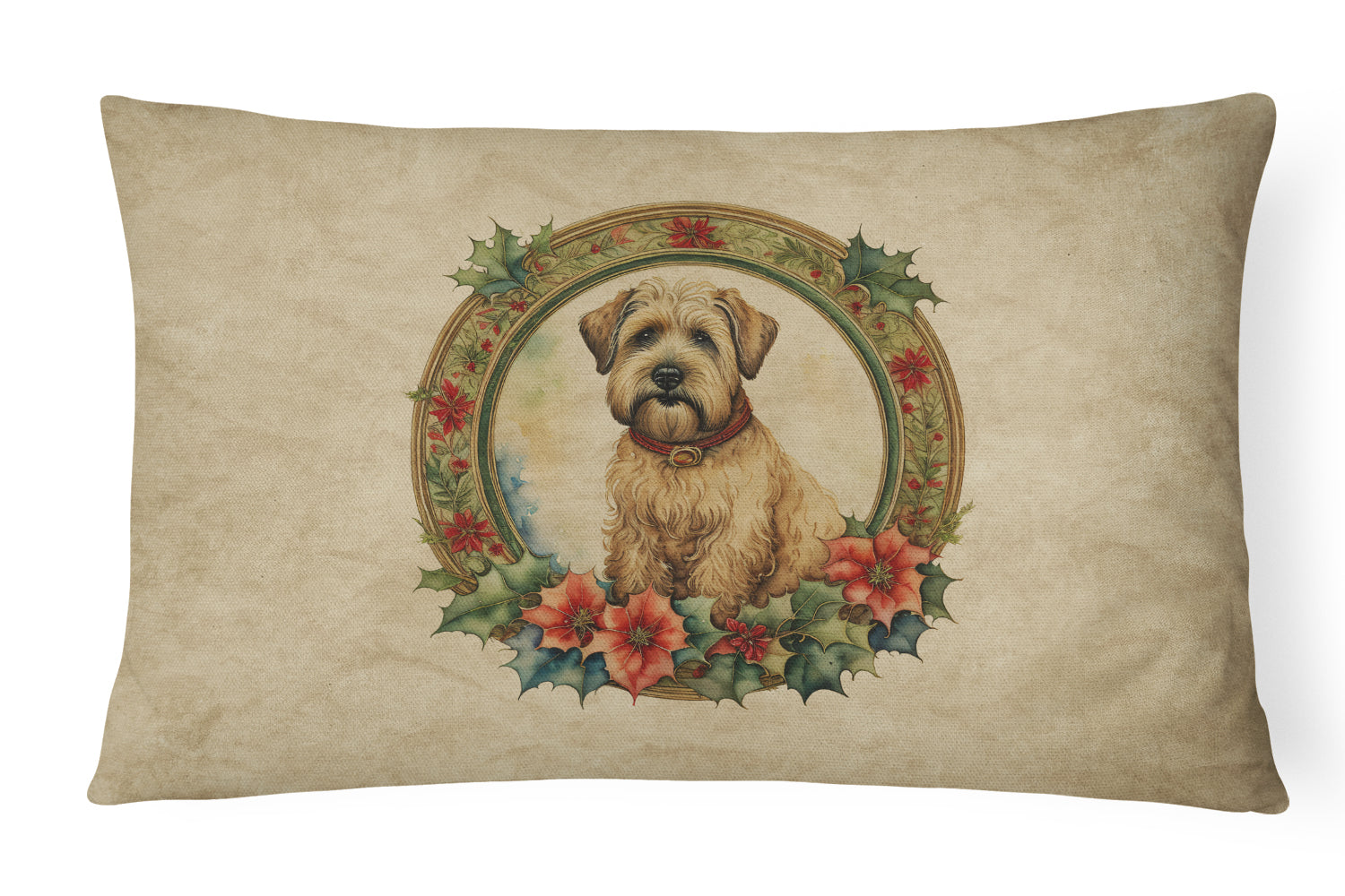 Buy this Wheaten Terrier Christmas Flowers Throw Pillow