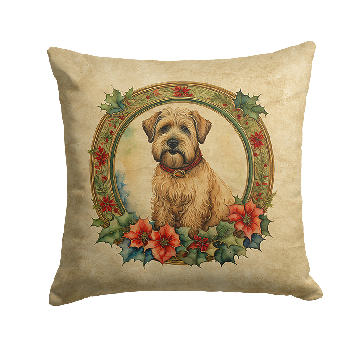 Buy this Wheaten Terrier Christmas Flowers Throw Pillow