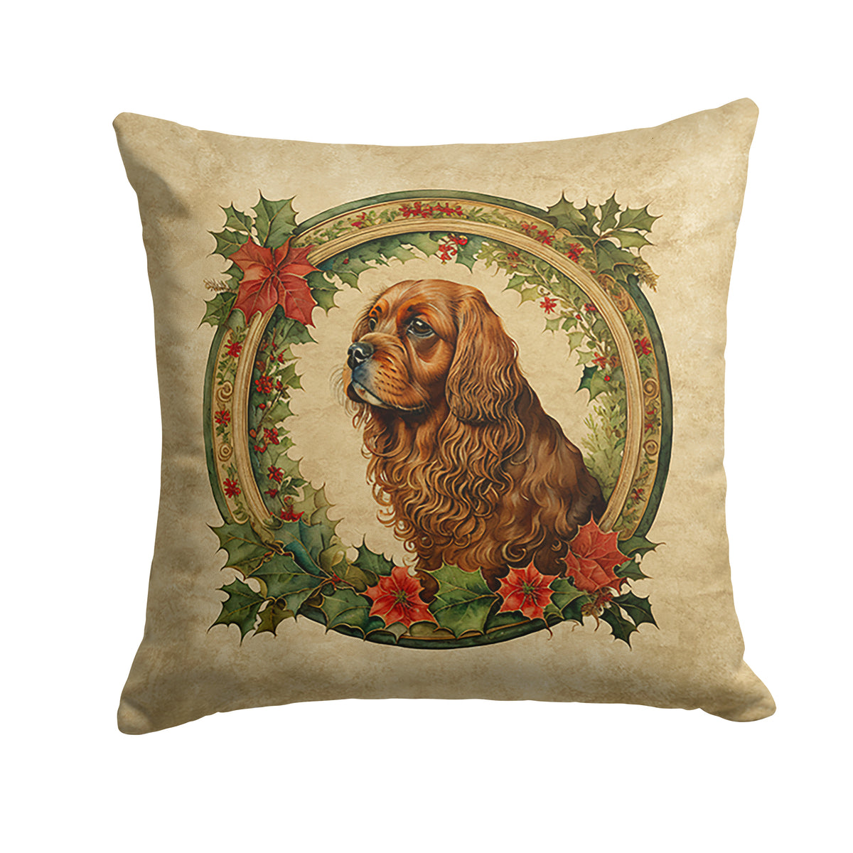 Buy this Sussex Spaniel Christmas Flowers Throw Pillow