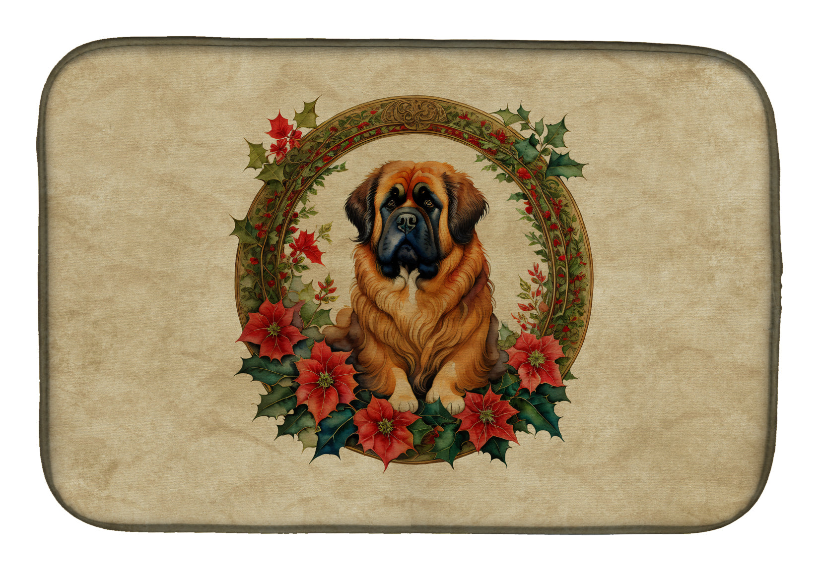 Buy this Tibetan Mastiff Christmas Flowers Dish Drying Mat