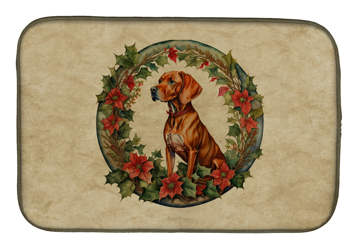 Buy this Vizsla Christmas Flowers Dish Drying Mat