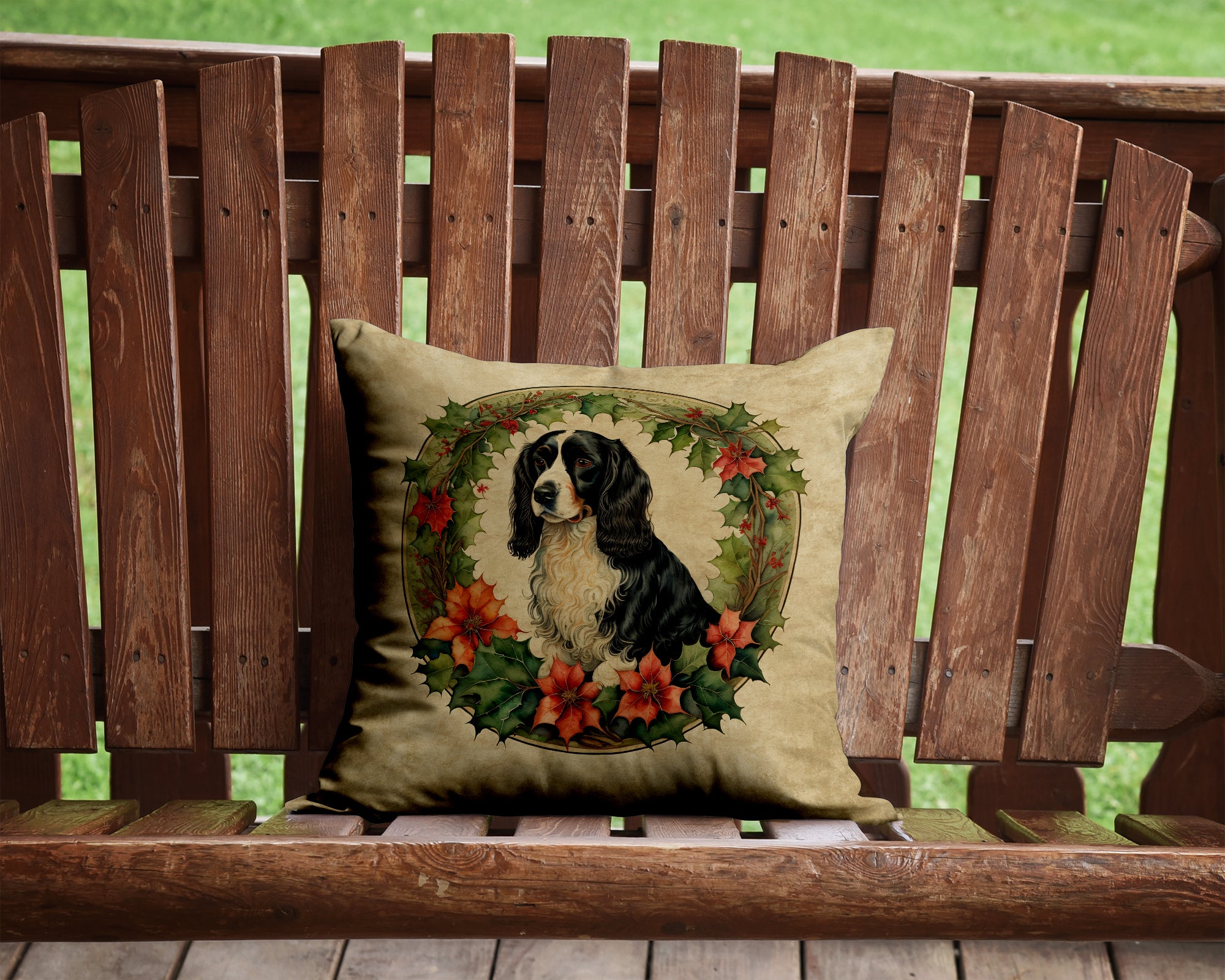 Buy this Welsh Springer Spaniel Christmas Flowers Throw Pillow