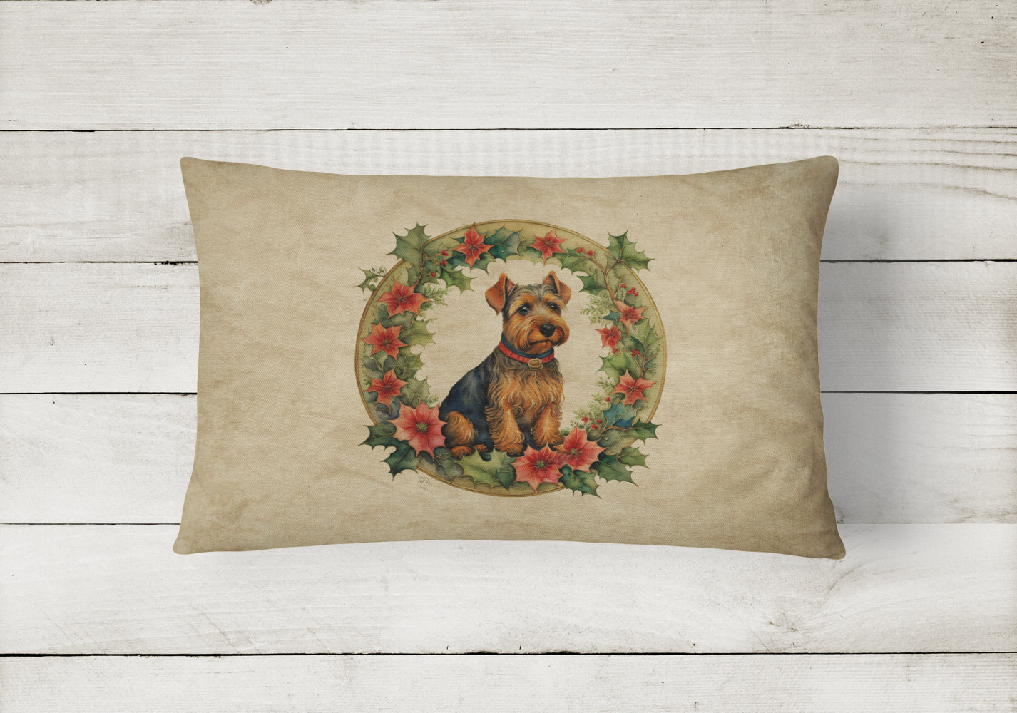 Buy this Welsh Terrier Christmas Flowers Throw Pillow