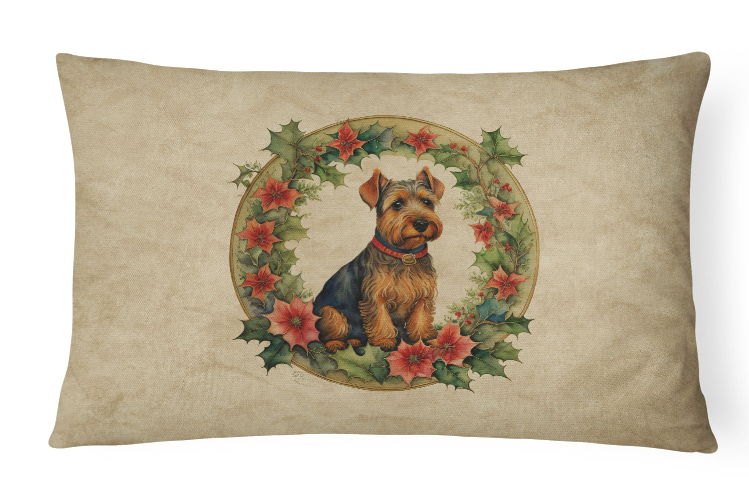 Buy this Welsh Terrier Christmas Flowers Throw Pillow