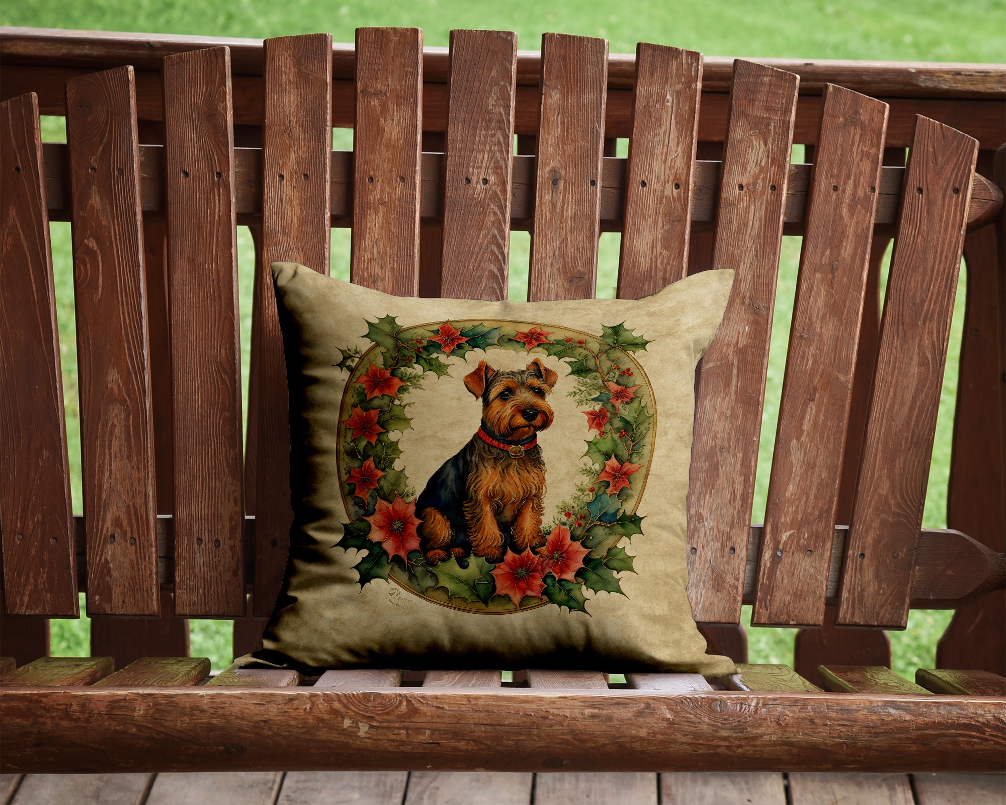 Buy this Welsh Terrier Christmas Flowers Throw Pillow