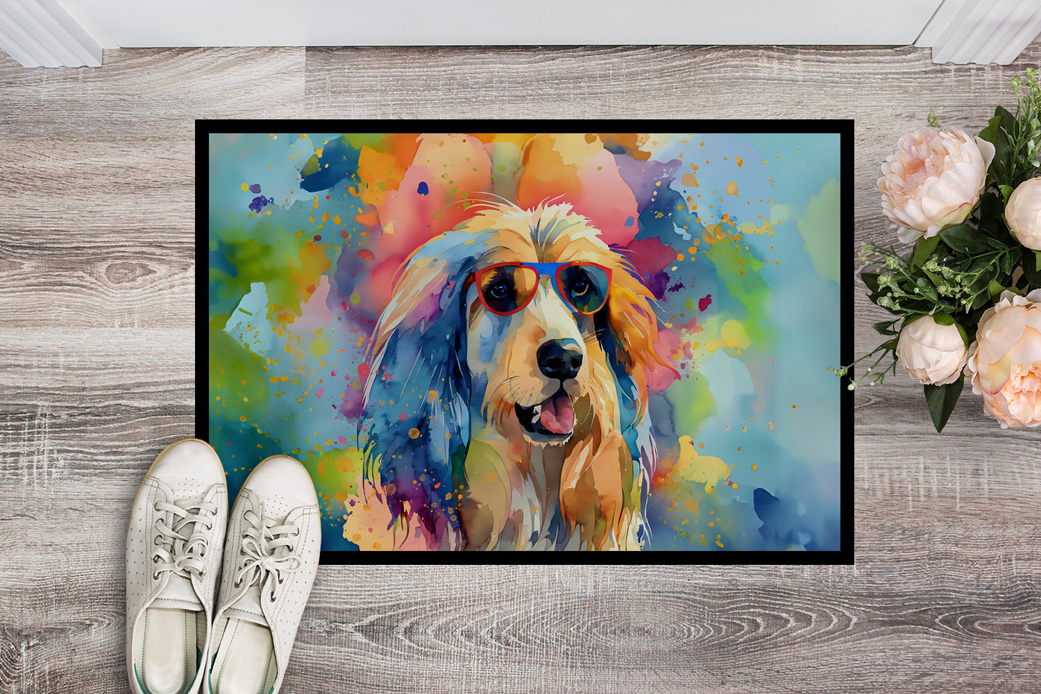 Afghan Hound Hippie Dawg Indoor or Outdoor Mat 24x36