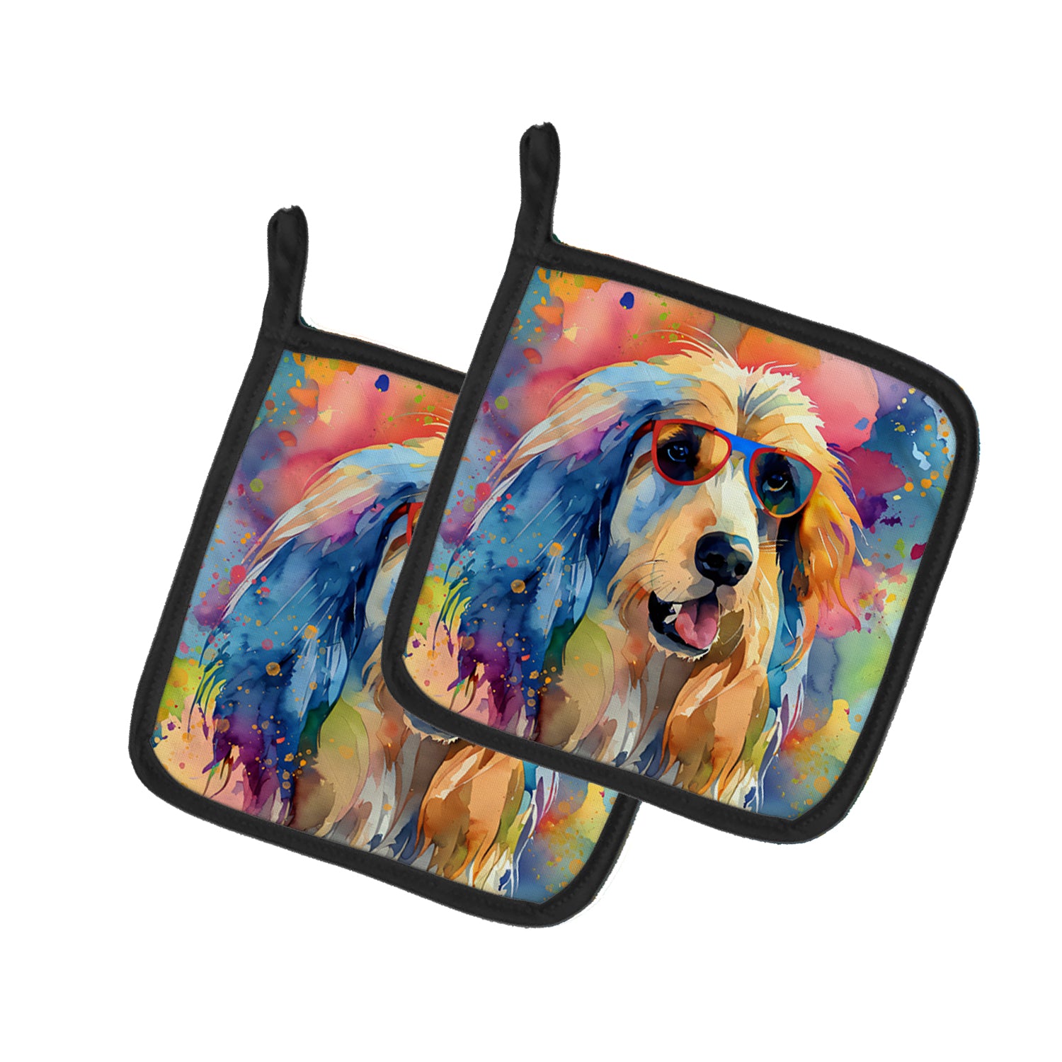 Buy this Afghan Hound Hippie Dawg Pair of Pot Holders