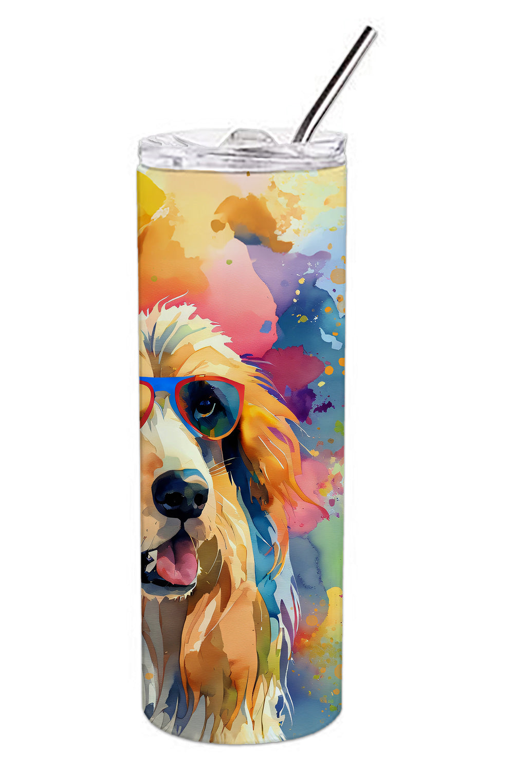 Afghan Hound Hippie Dawg Stainless Steel Skinny Tumbler