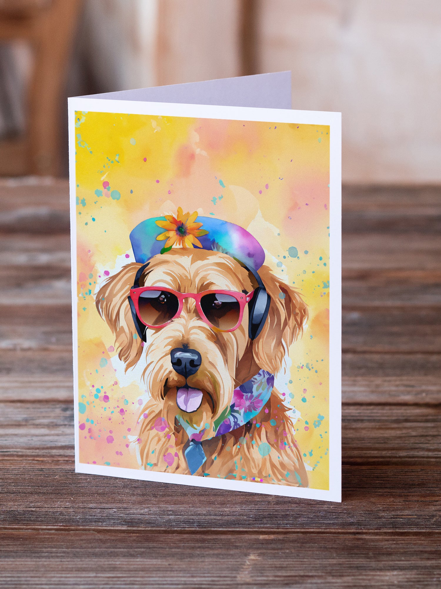 Airedale Terrier Hippie Dawg Greeting Cards Pack of 8