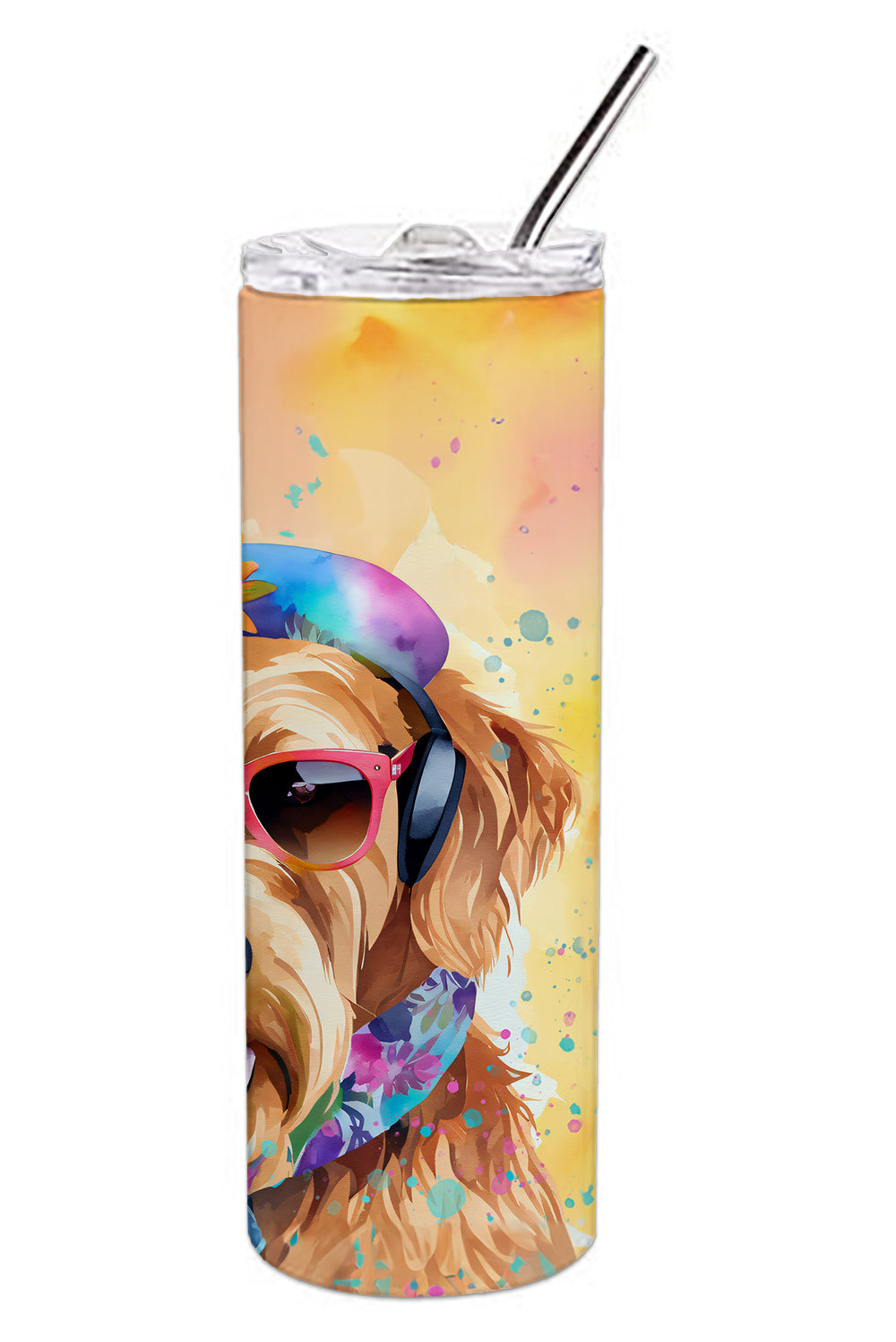 Airedale Terrier Hippie Dawg Stainless Steel Skinny Tumbler