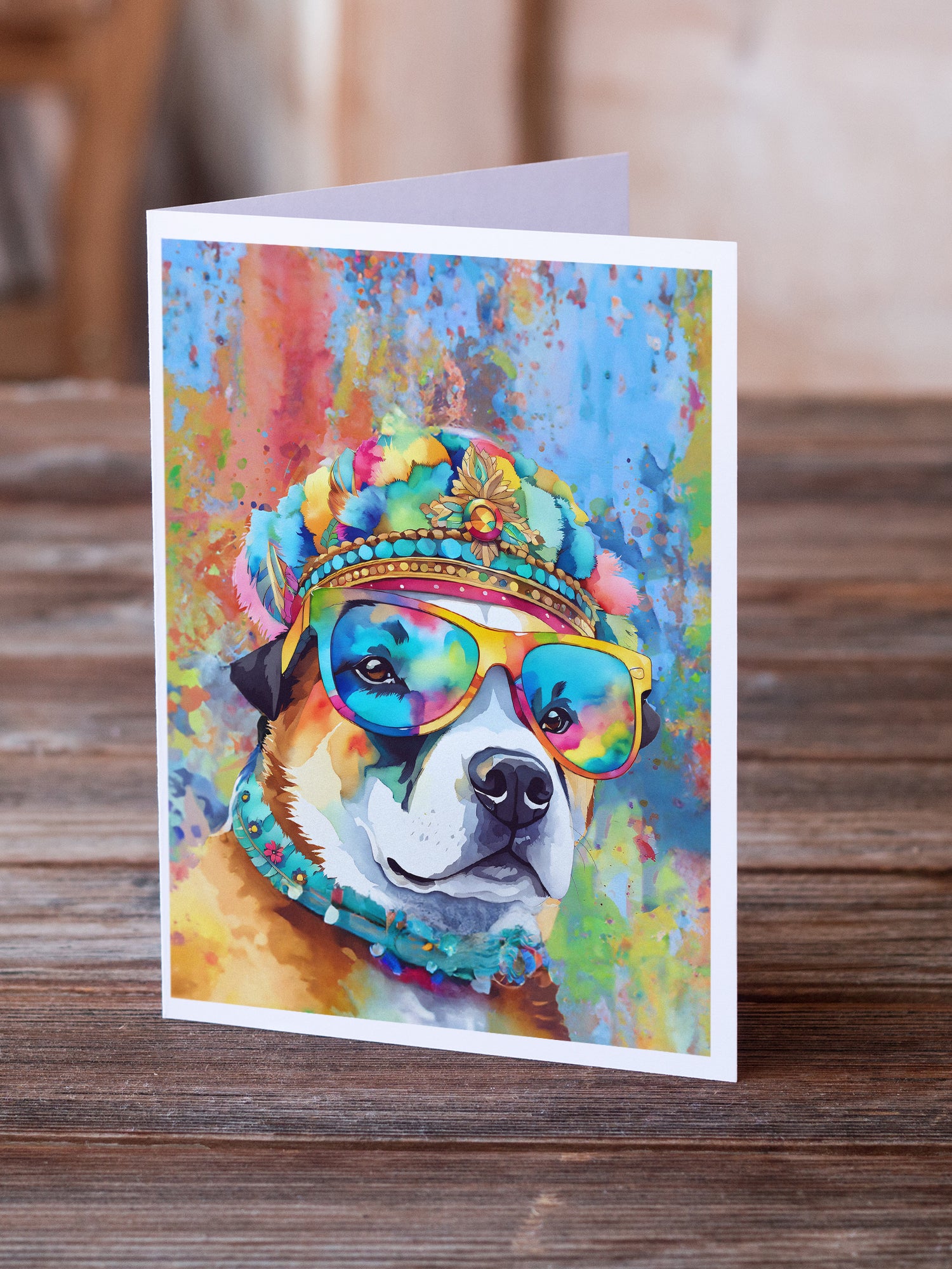 Akita Hippie Dawg Greeting Cards Pack of 8