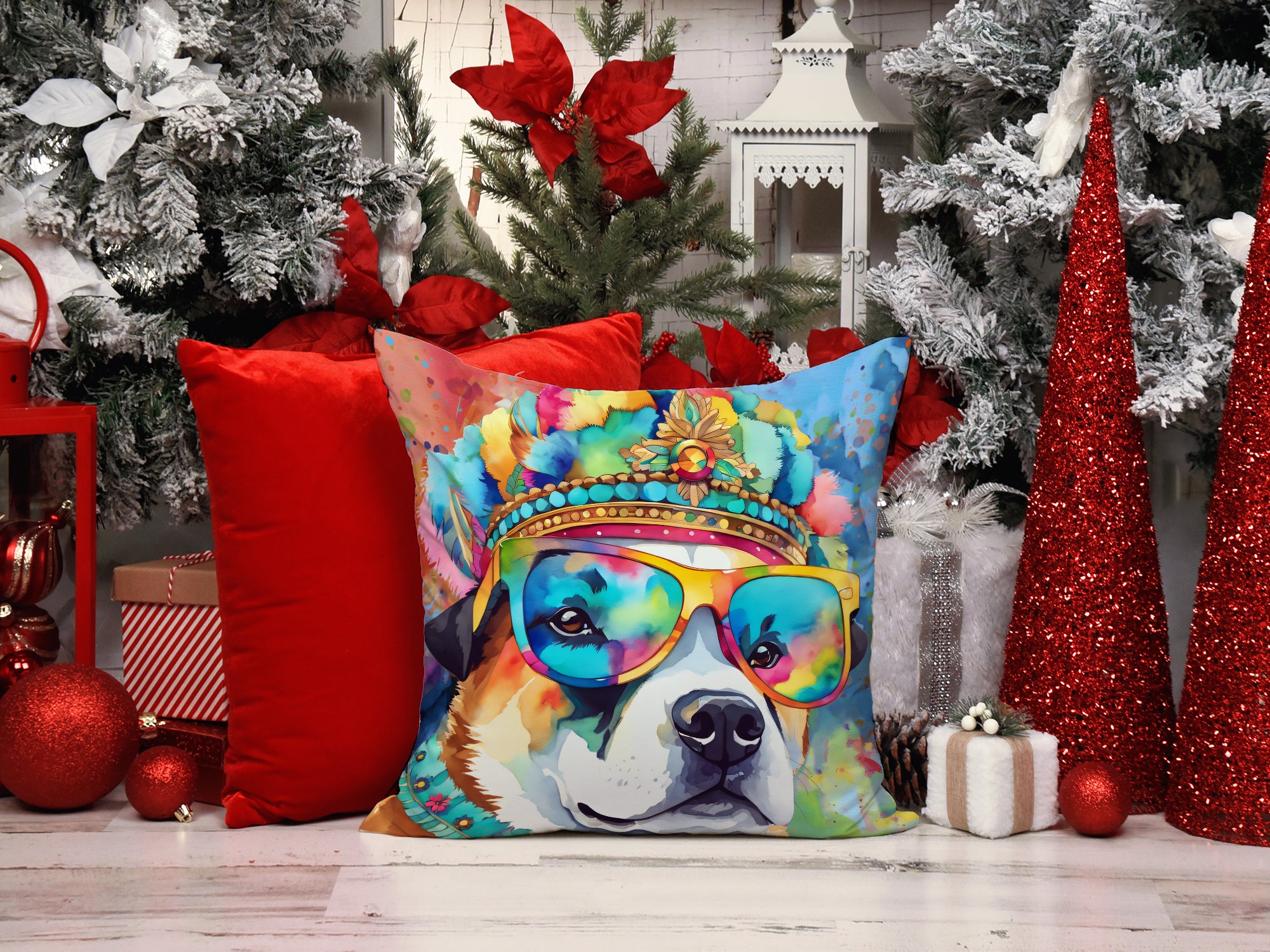 Buy this Akita Hippie Dawg Fabric Decorative Pillow