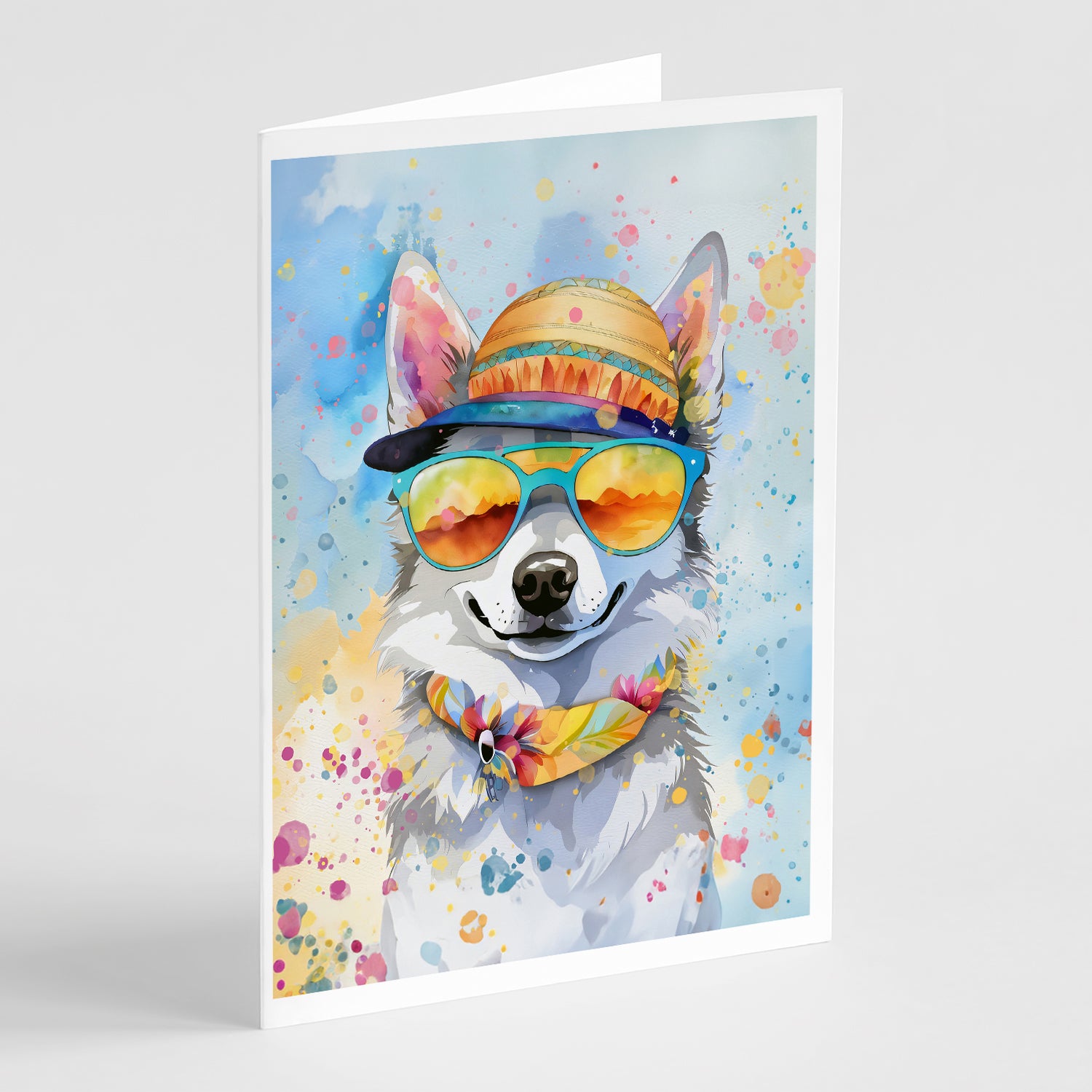 Buy this Alaskan Klee Kai Hippie Dawg Greeting Cards Pack of 8