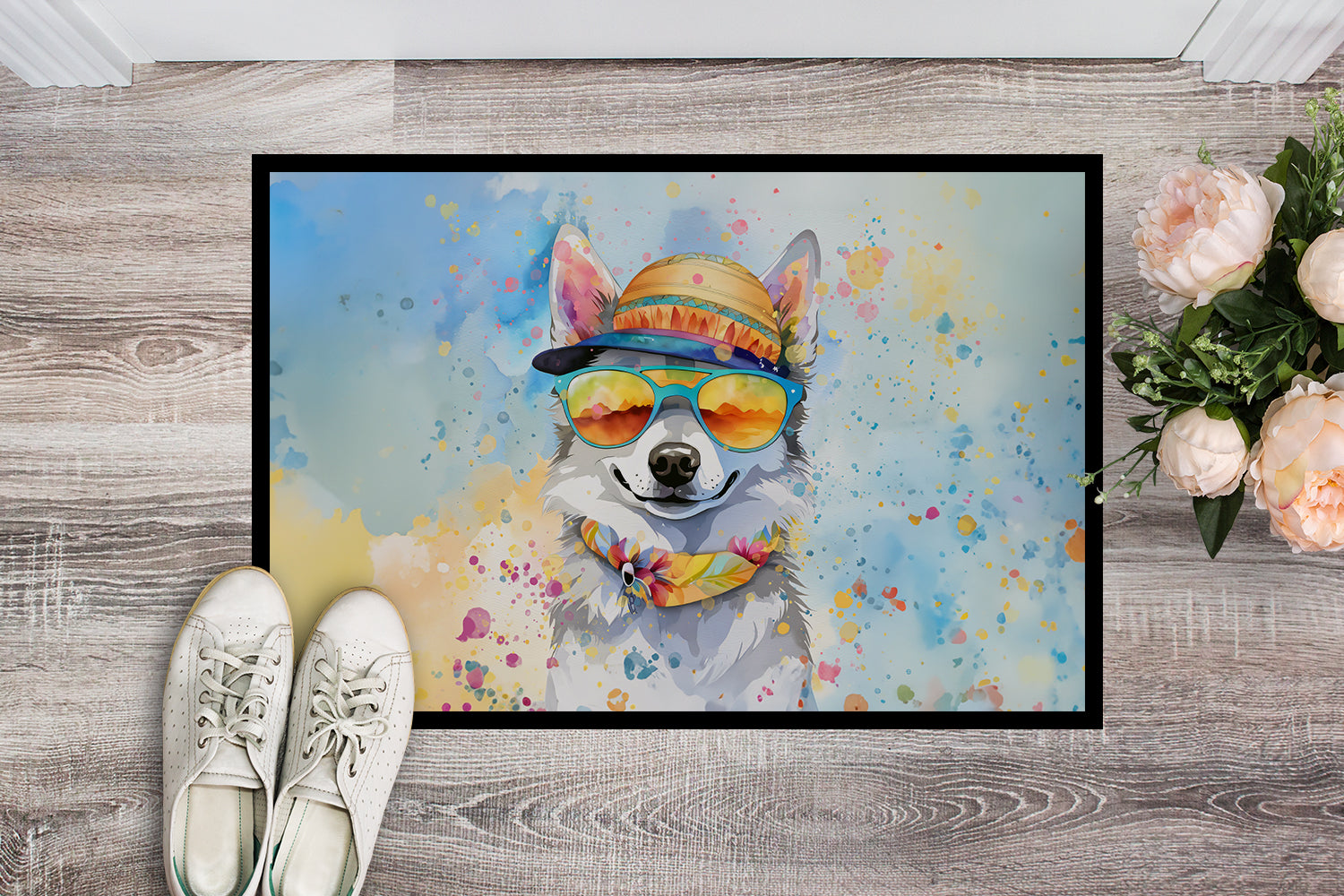 Buy this Alaskan Klee Kai Hippie Dawg Indoor or Outdoor Mat 24x36