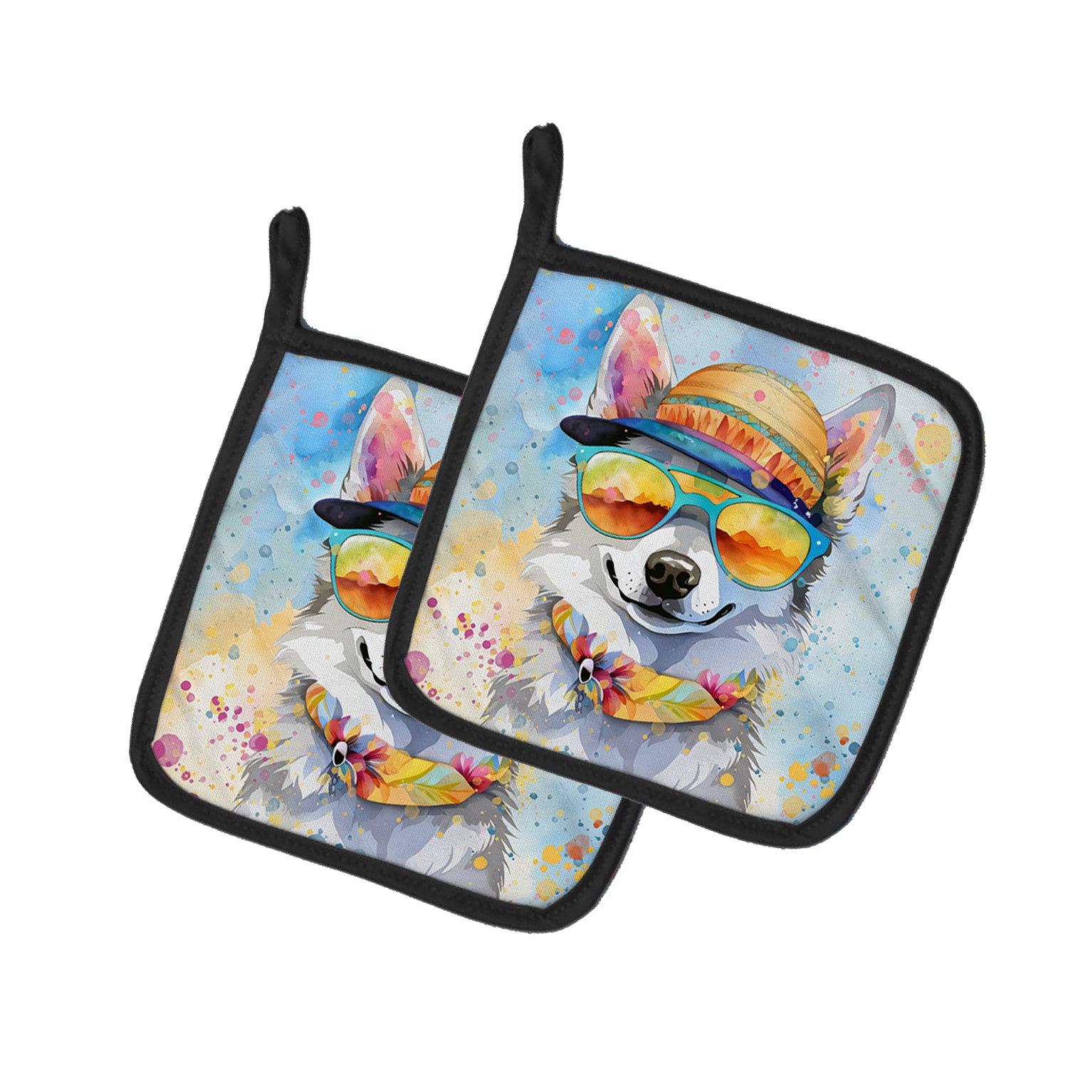 Buy this Alaskan Klee Kai Hippie Dawg Pair of Pot Holders