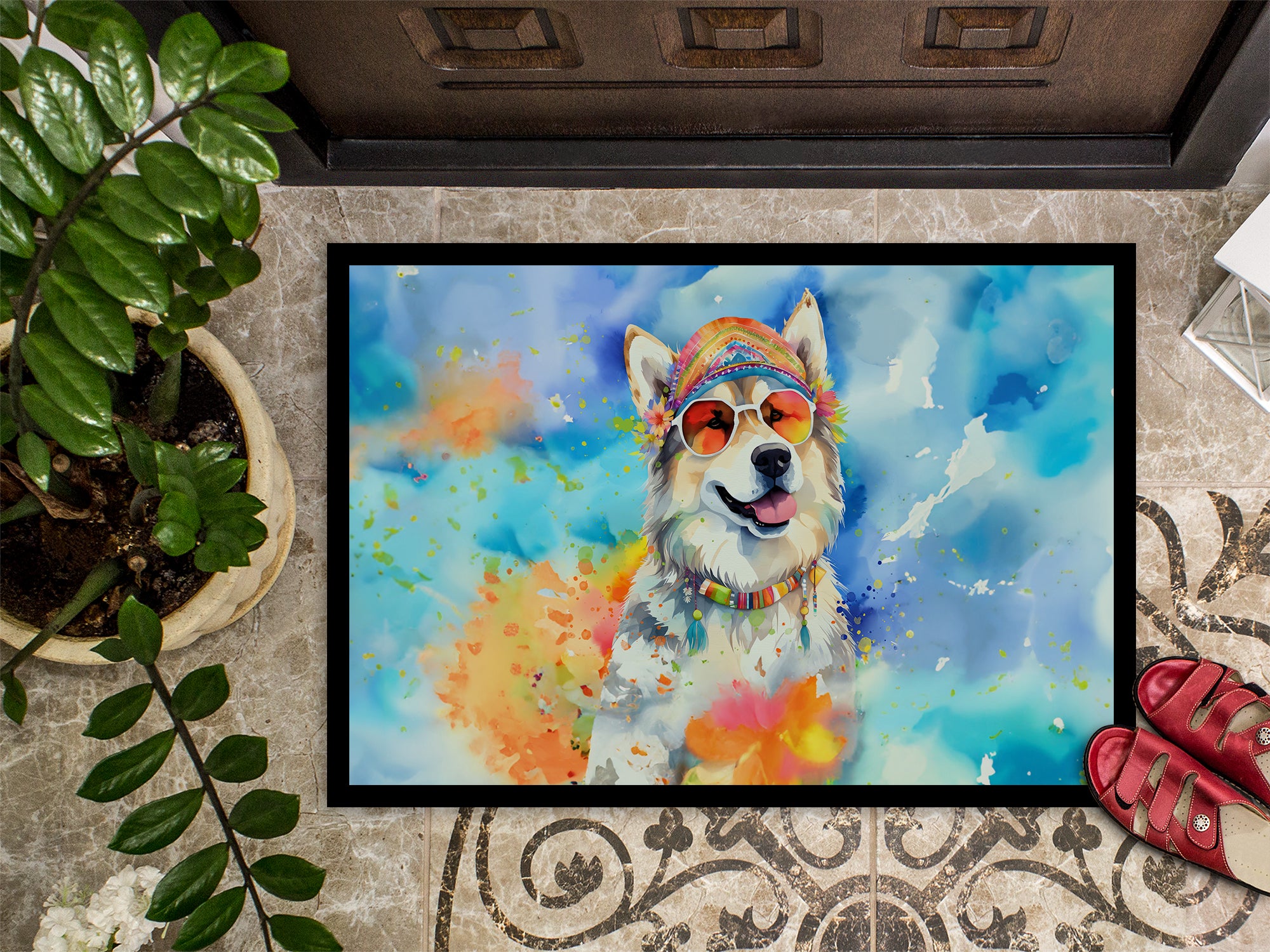 Alaskan Malamute Hippie Dawg Indoor or Outdoor Mat 24x36