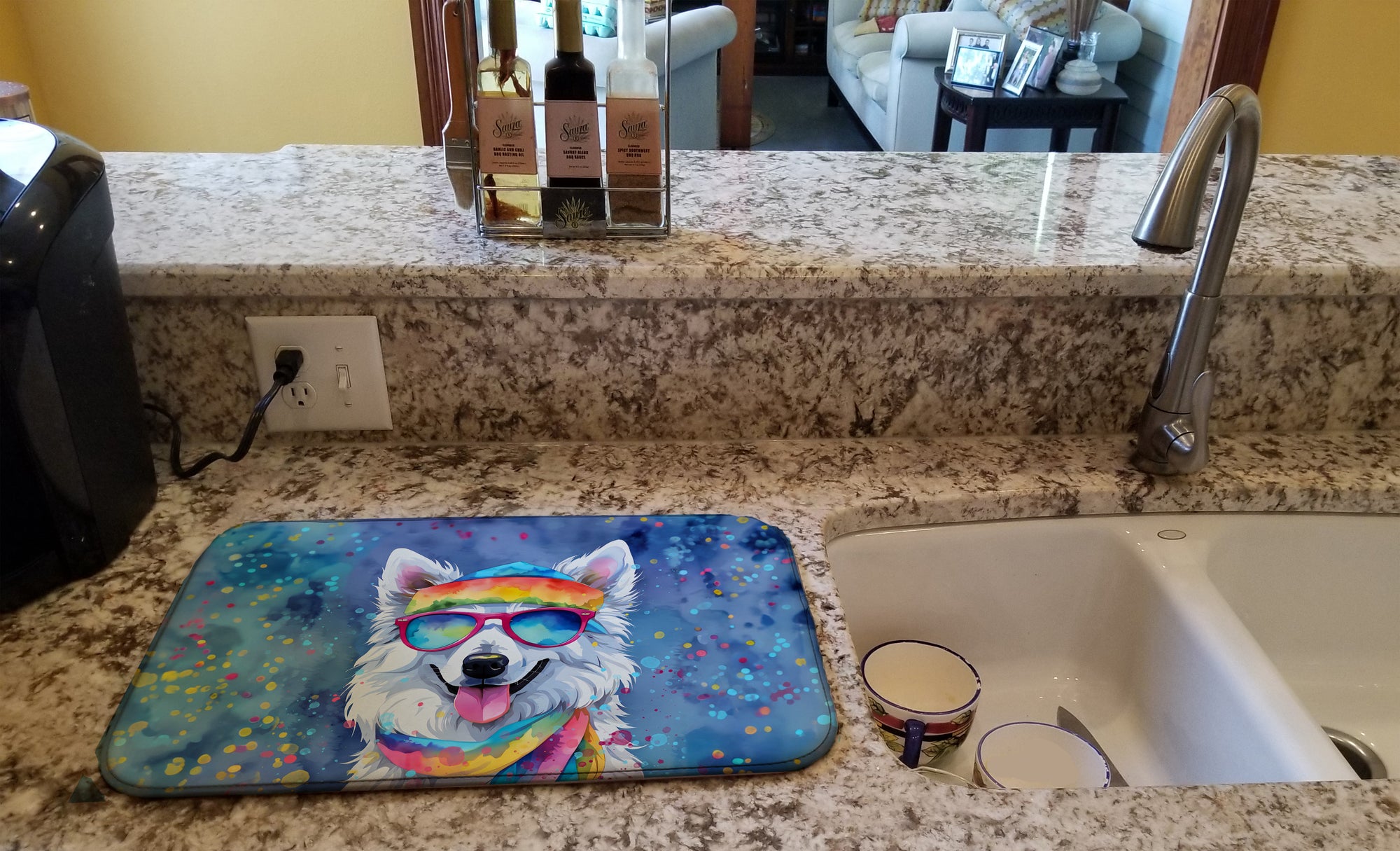 Buy this American Eskimo Hippie Dawg Dish Drying Mat