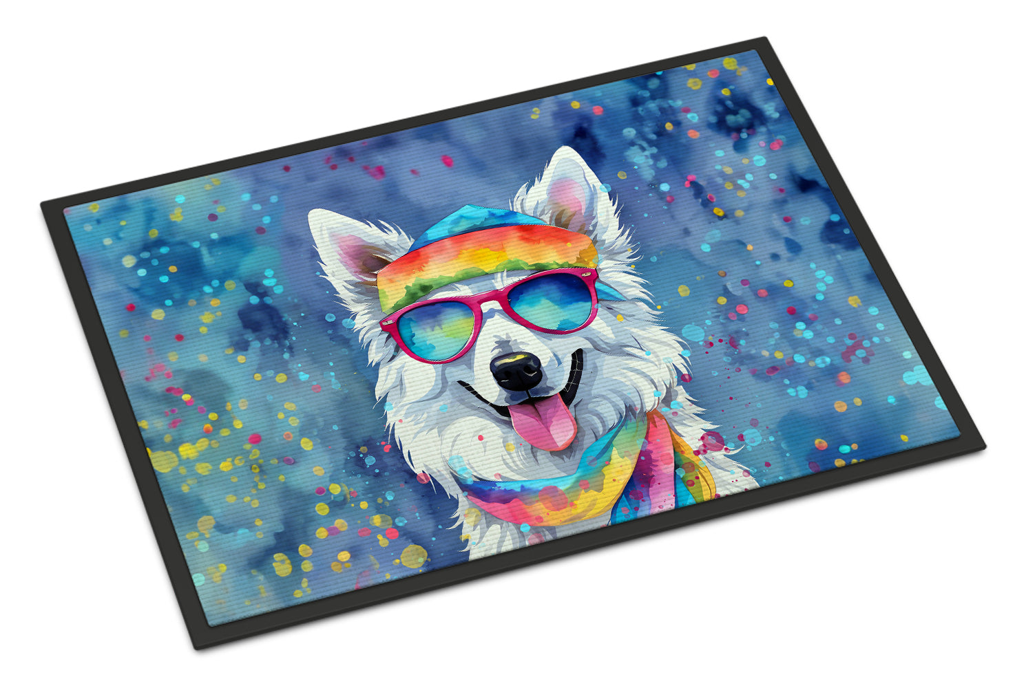 Buy this American Eskimo Hippie Dawg Indoor or Outdoor Mat 24x36