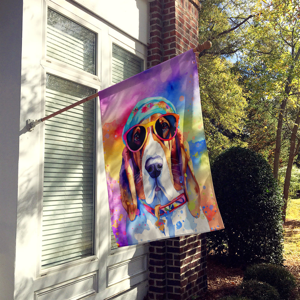 Basset Hound Hippie Dawg House Flag