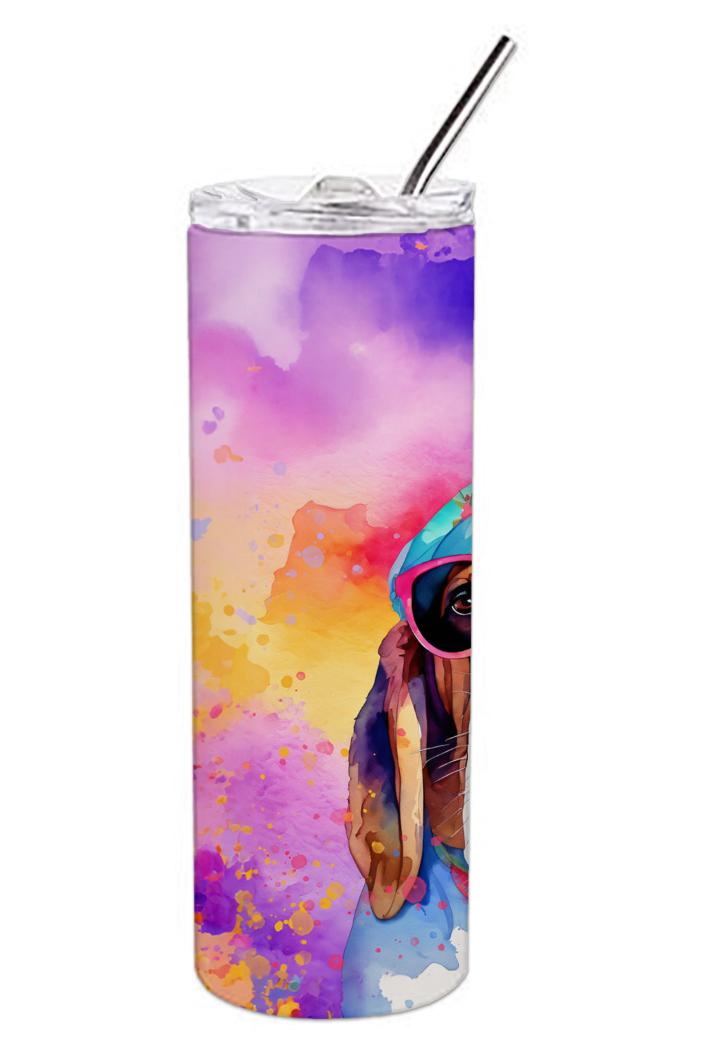 Basset Hound Hippie Dawg Stainless Steel Skinny Tumbler