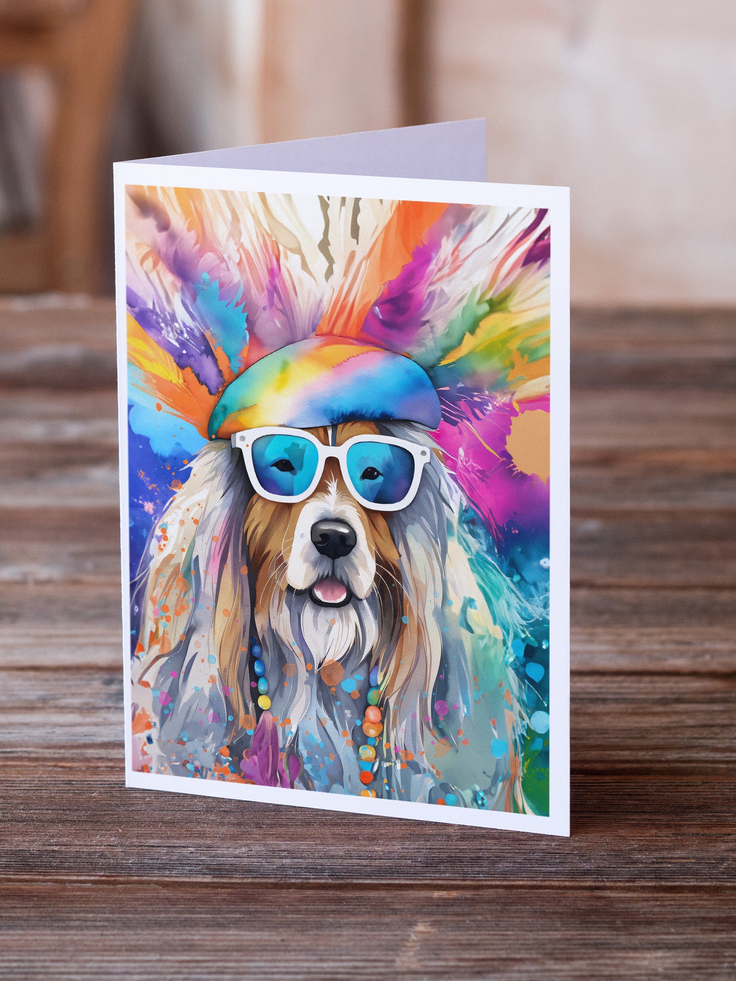 Bearded Collie Hippie Dawg Greeting Cards Pack of 8