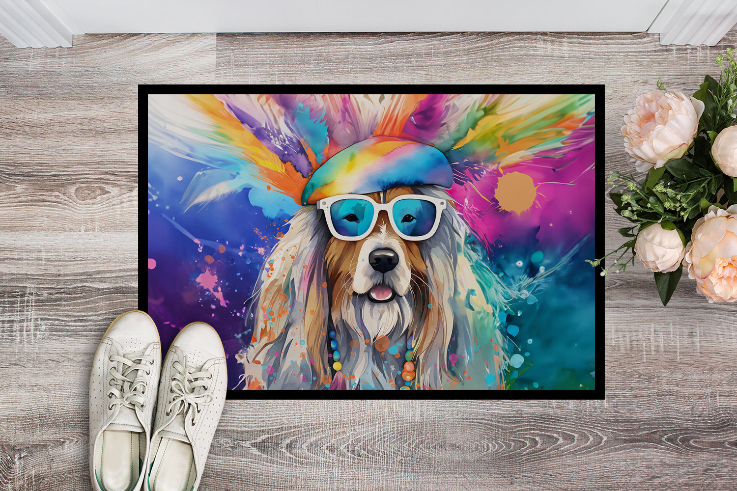 Buy this Bearded Collie Hippie Dawg Indoor or Outdoor Mat 24x36