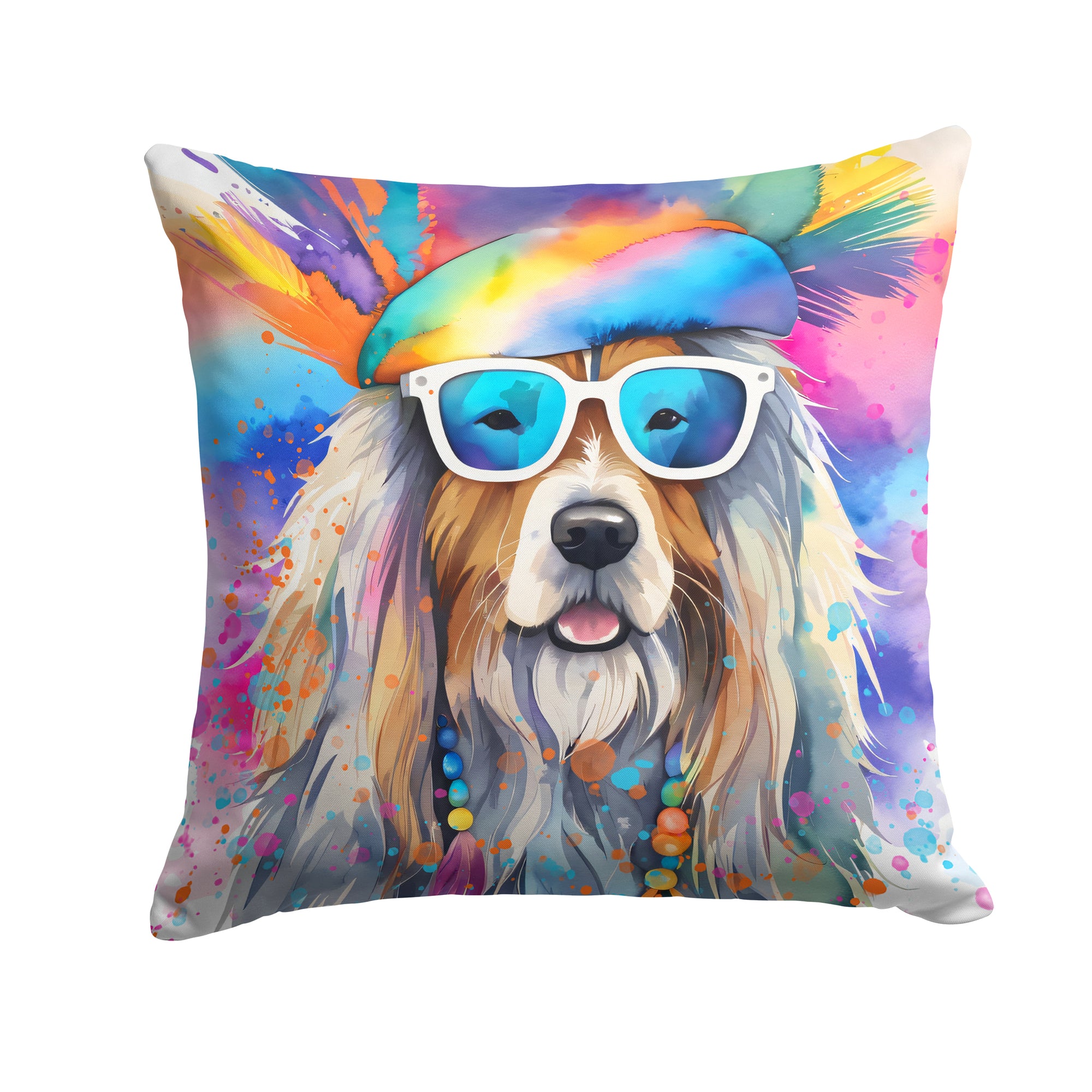 Buy this Bearded Collie Hippie Dawg Fabric Decorative Pillow