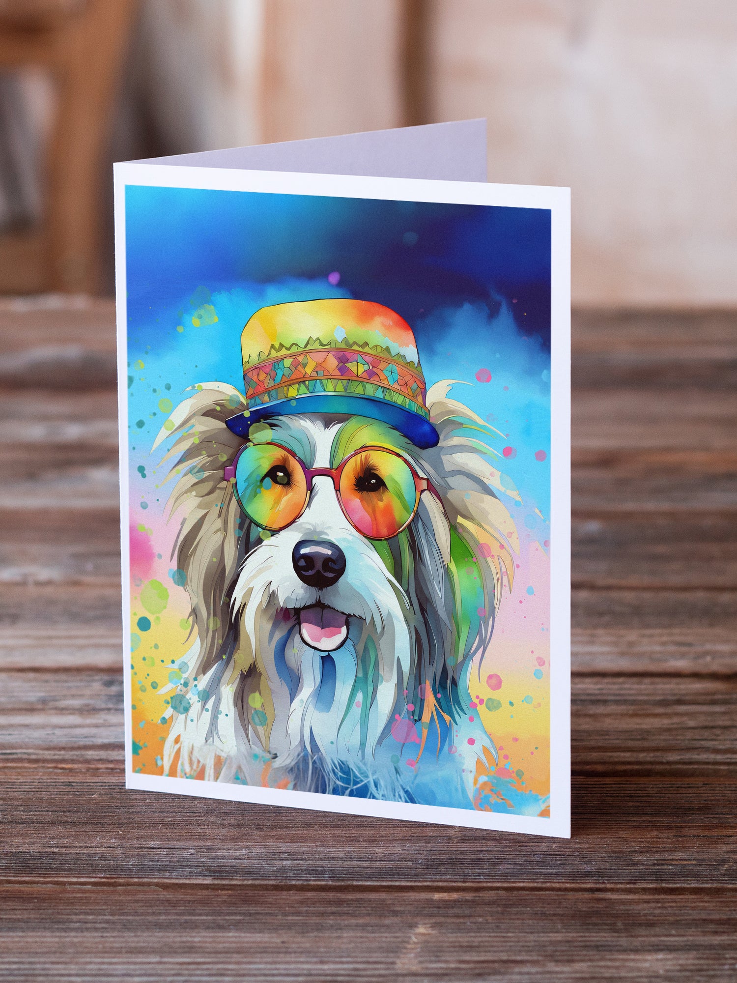 Buy this Bearded Collie Hippie Dawg Greeting Cards Pack of 8