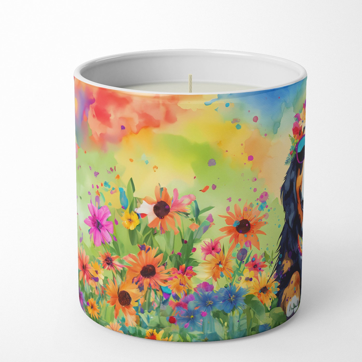 Bernese Mountain Dog Hippie Dawg Decorative Soy Candle