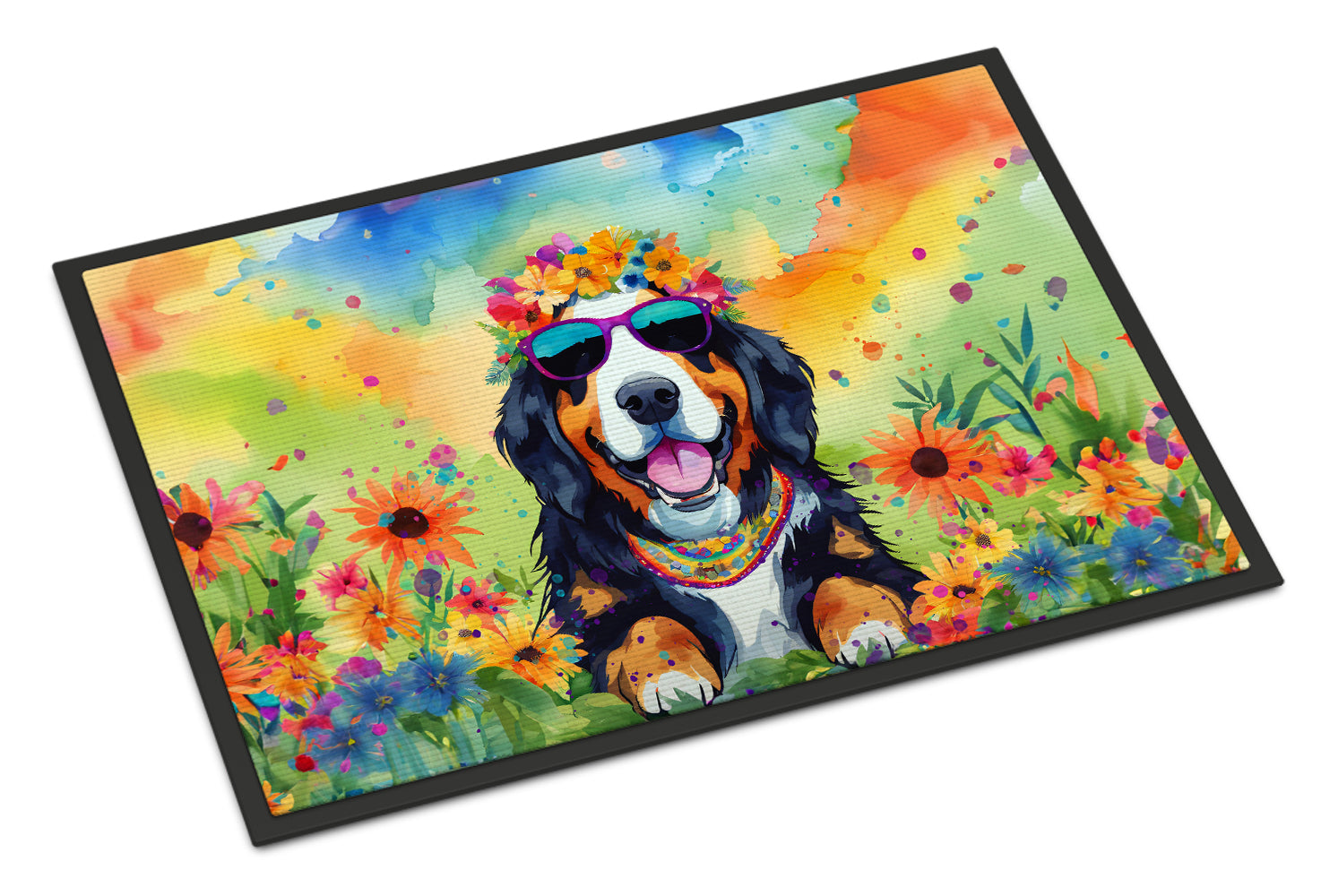 Buy this Bernese Mountain Dog Hippie Dawg Indoor or Outdoor Mat 24x36