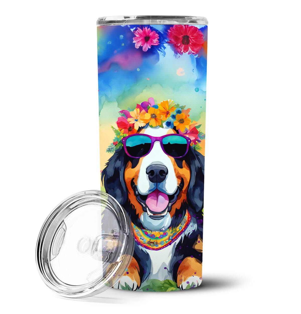 Buy this Bernese Mountain Dog Hippie Dawg Stainless Steel Skinny Tumbler