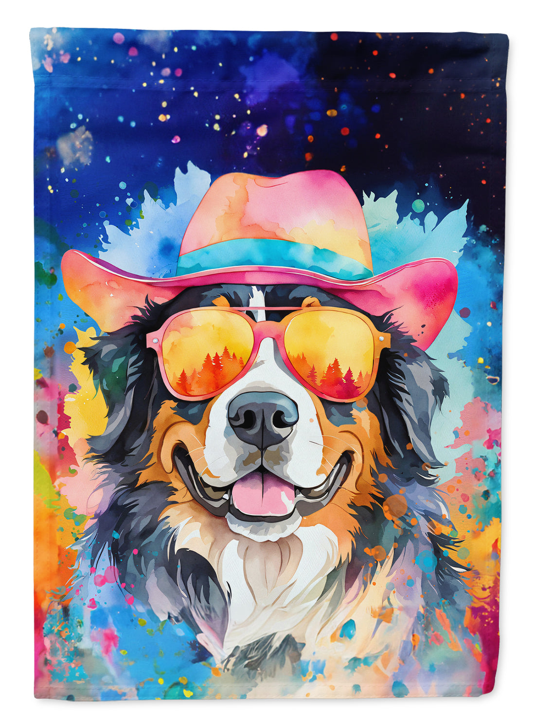 Buy this Bernese Mountain Dog Hippie Dawg House Flag