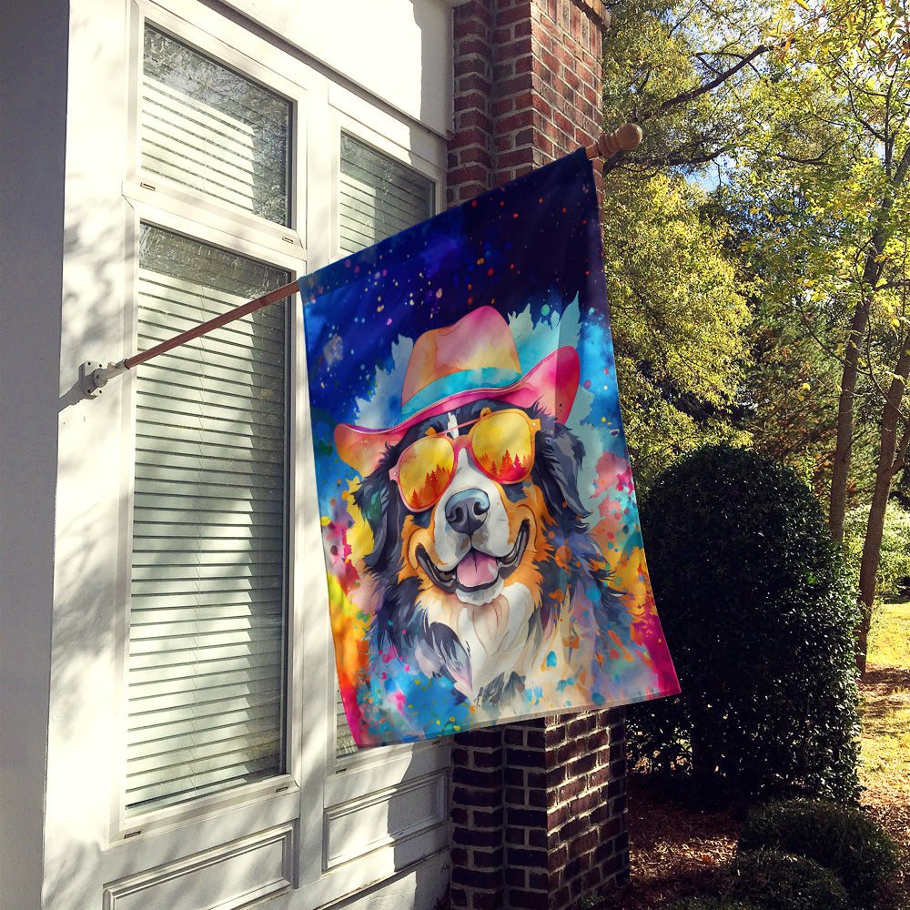 Buy this Bernese Mountain Dog Hippie Dawg House Flag