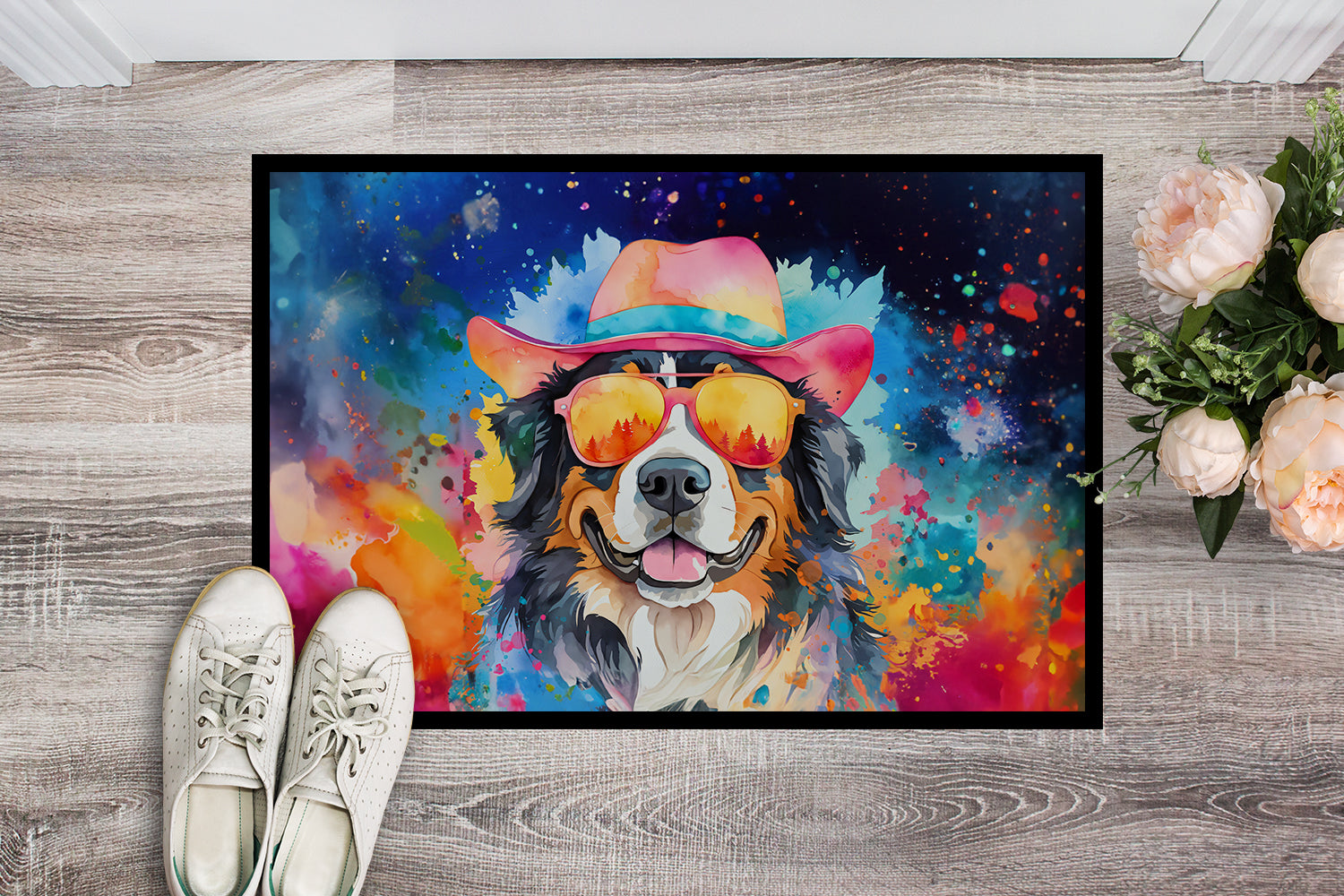 Buy this Bernese Mountain Dog Hippie Dawg Doormat