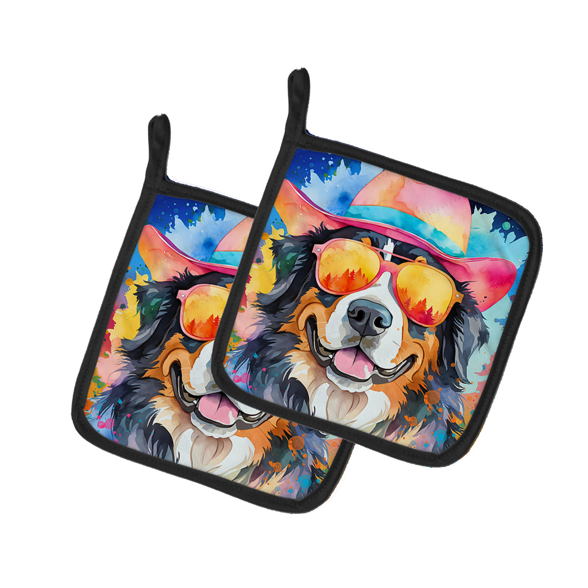 Buy this Bernese Mountain Dog Hippie Dawg Pair of Pot Holders