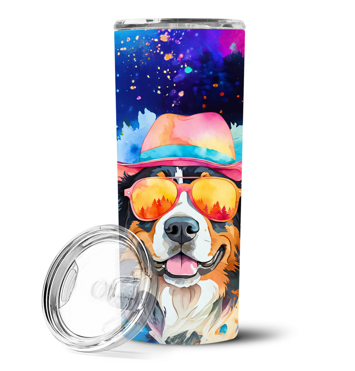 Buy this Bernese Mountain Dog Hippie Dawg Stainless Steel Skinny Tumbler