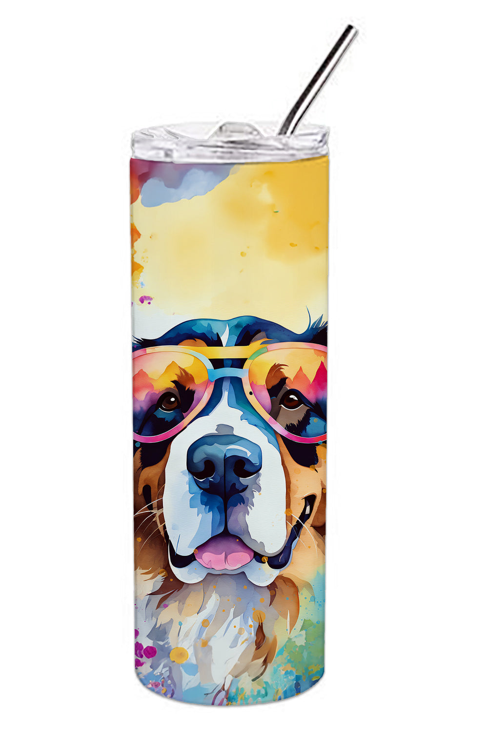 Bernese Mountain Dog Hippie Dawg Stainless Steel Skinny Tumbler