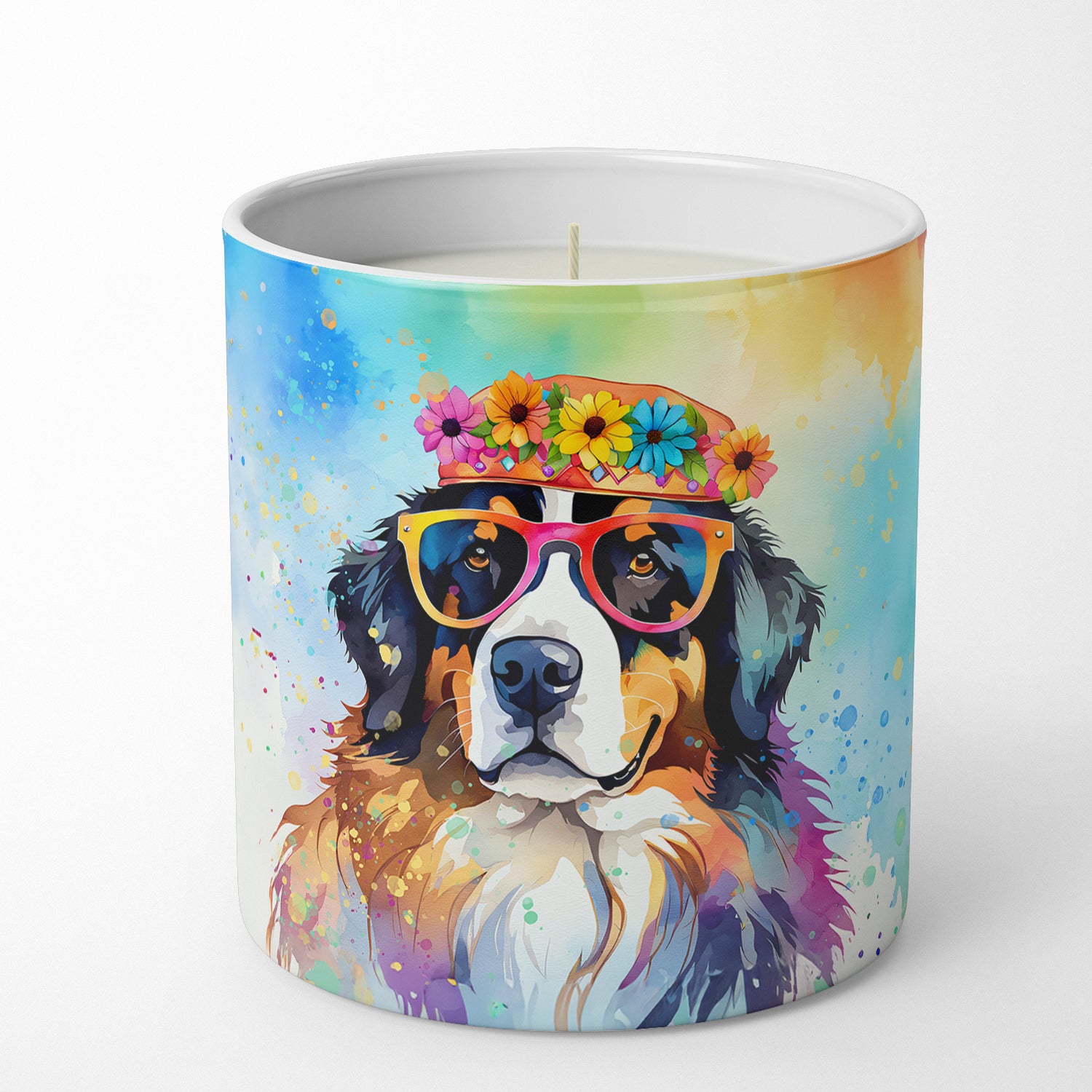 Bernese Mountain Dog Hippie Dawg Decorative Soy Candle